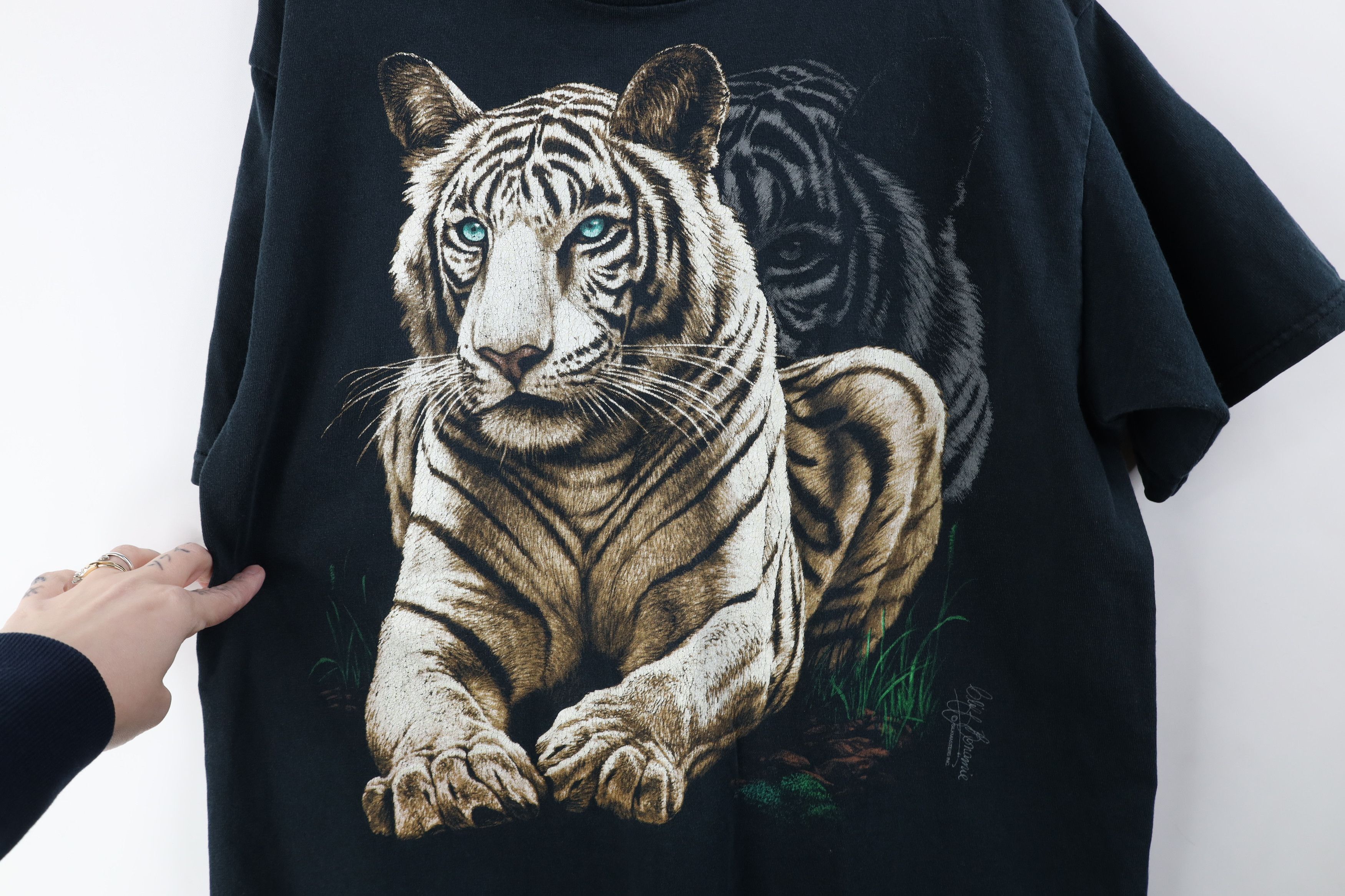 Vintage Vintage 90s Streetwear Big Cat Tiger Short Sleeve T-Shirt Size US L / EU 52-54 / 3 - 4 Thumbnail