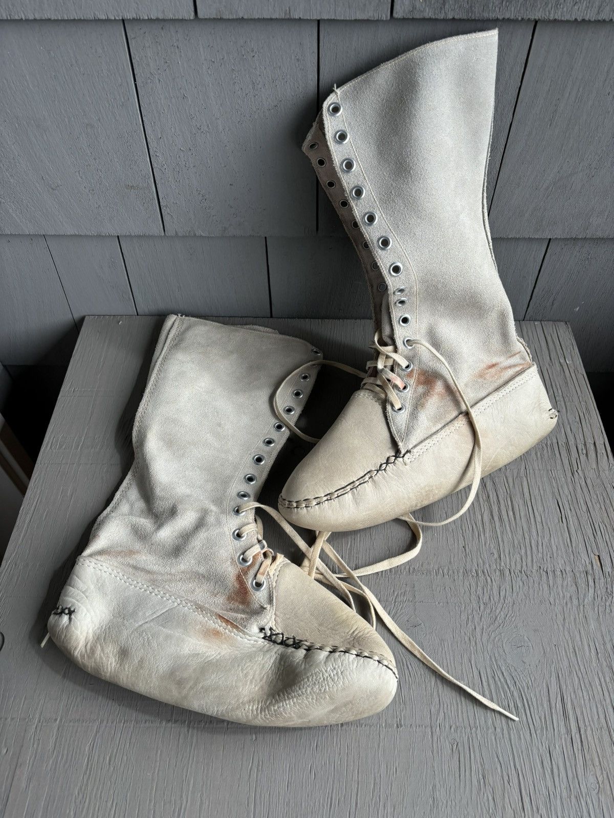 Handmade Vintage Suede Mukluk Boot Native American Moccasin Tall Snow Size US 8 / EU 41 - 1 Thumbnail