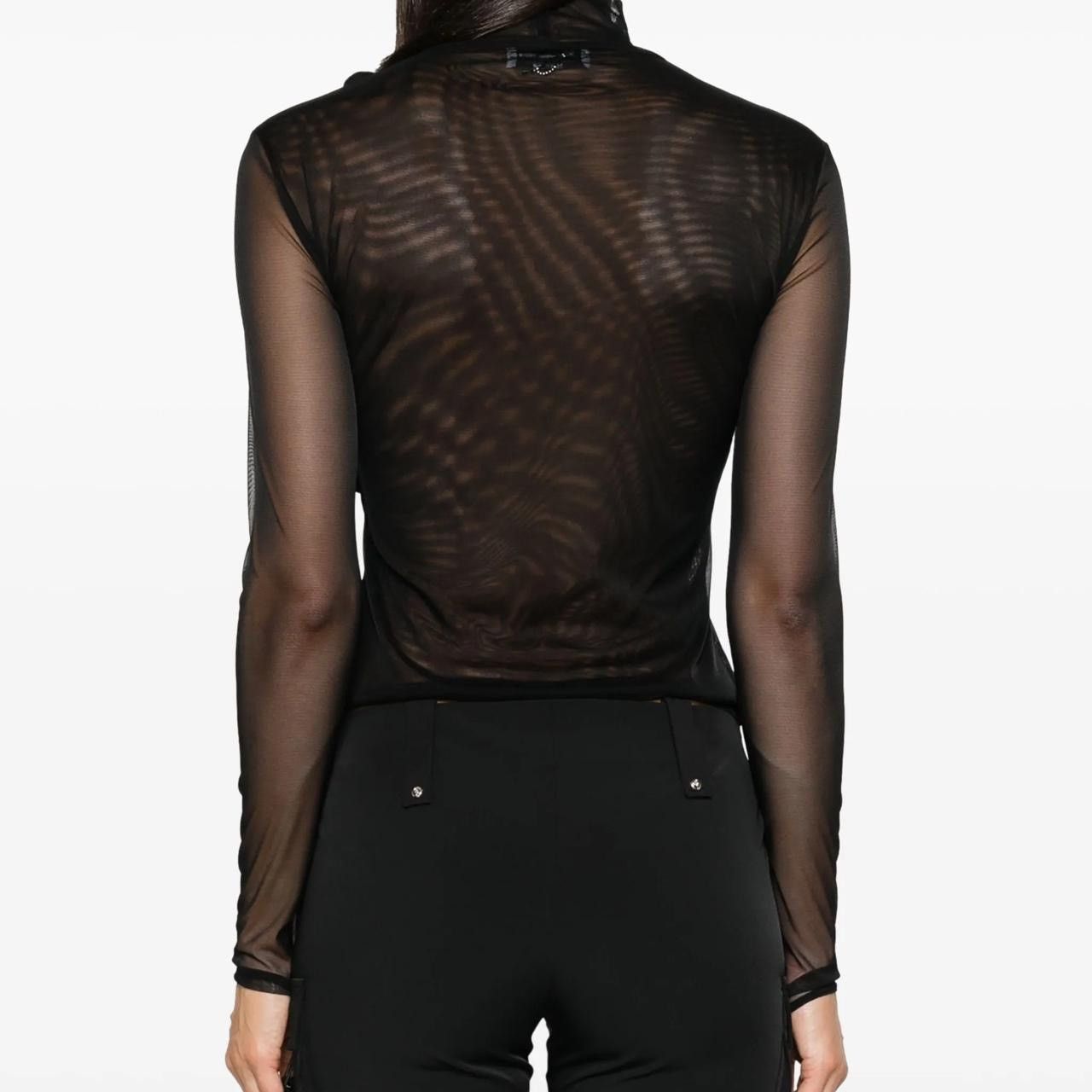 Blumarine Blumarine Floral-Appliqué Long Sleeve Mesh Top Size S / US 4 / IT 40 - 4 Thumbnail