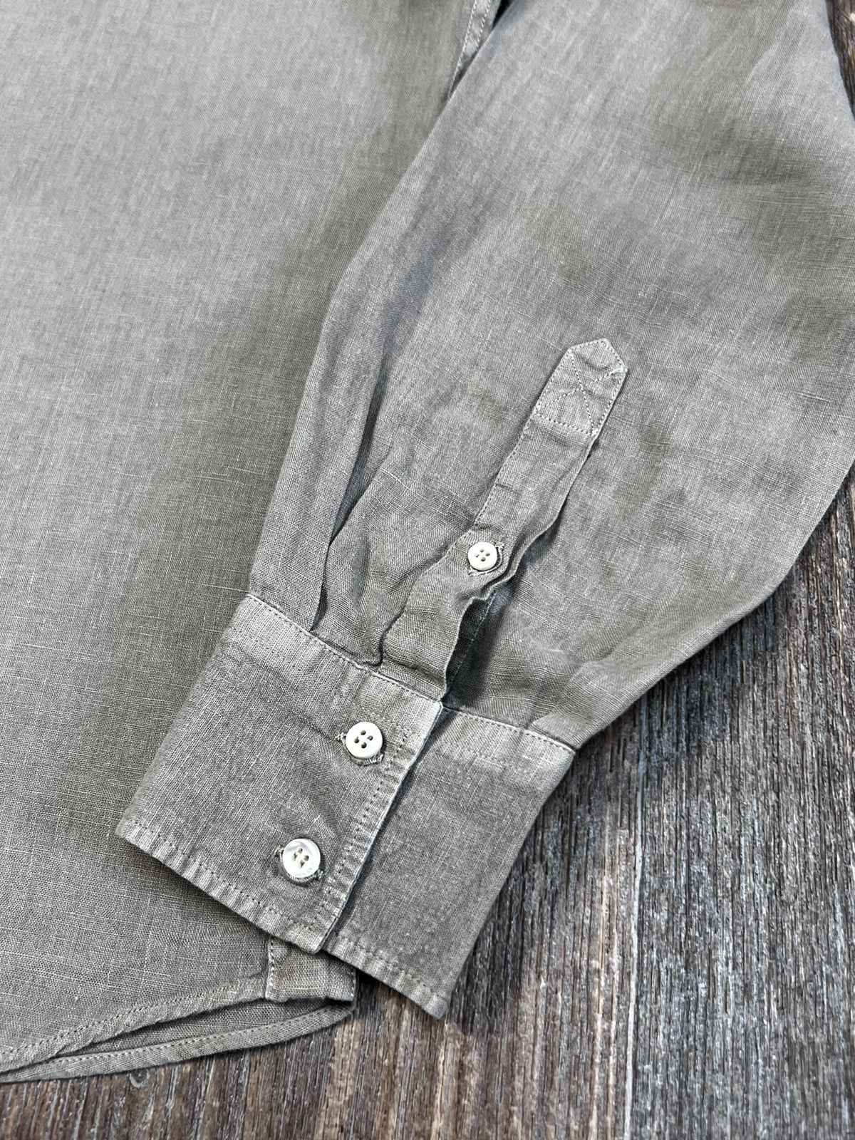 Brunello Cucinelli Brunello Cucinelli Linen Grey Buttons Up Long Sleeve Shirt Size US XL / EU 56 / 4 - 4 Thumbnail