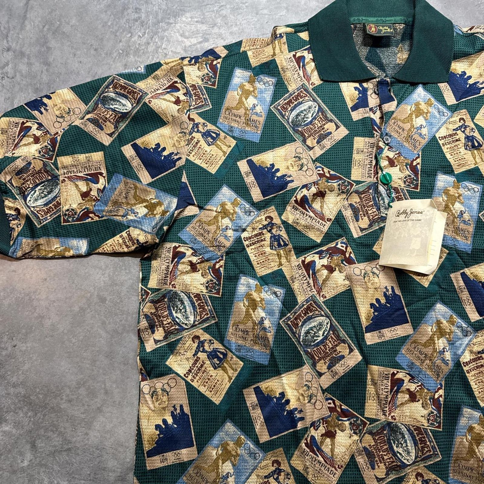 Vintage Vintage Olympic Games all Over Print Bobby Jones Polo Shirt Size US XL / EU 56 / 4 - 2 Thumbnail