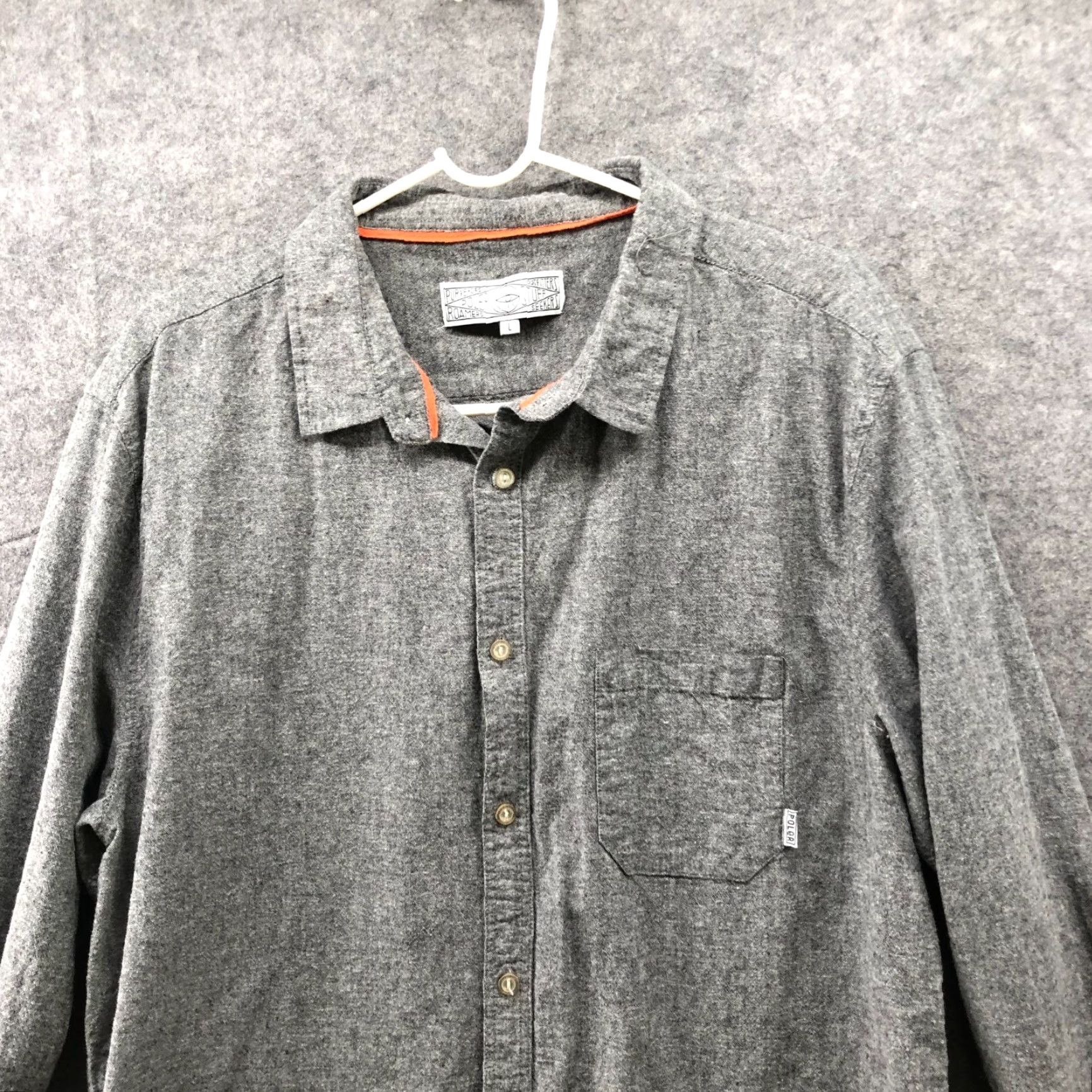 Poler Poler Stuff Flannel Shirt Mens L Gray Long Sleeve Button Up Camp Outdoors Casual Pocketed 100% Cotton Modern Fleece-Free Size US L / EU 52-54 / 3 - 3 Thumbnail