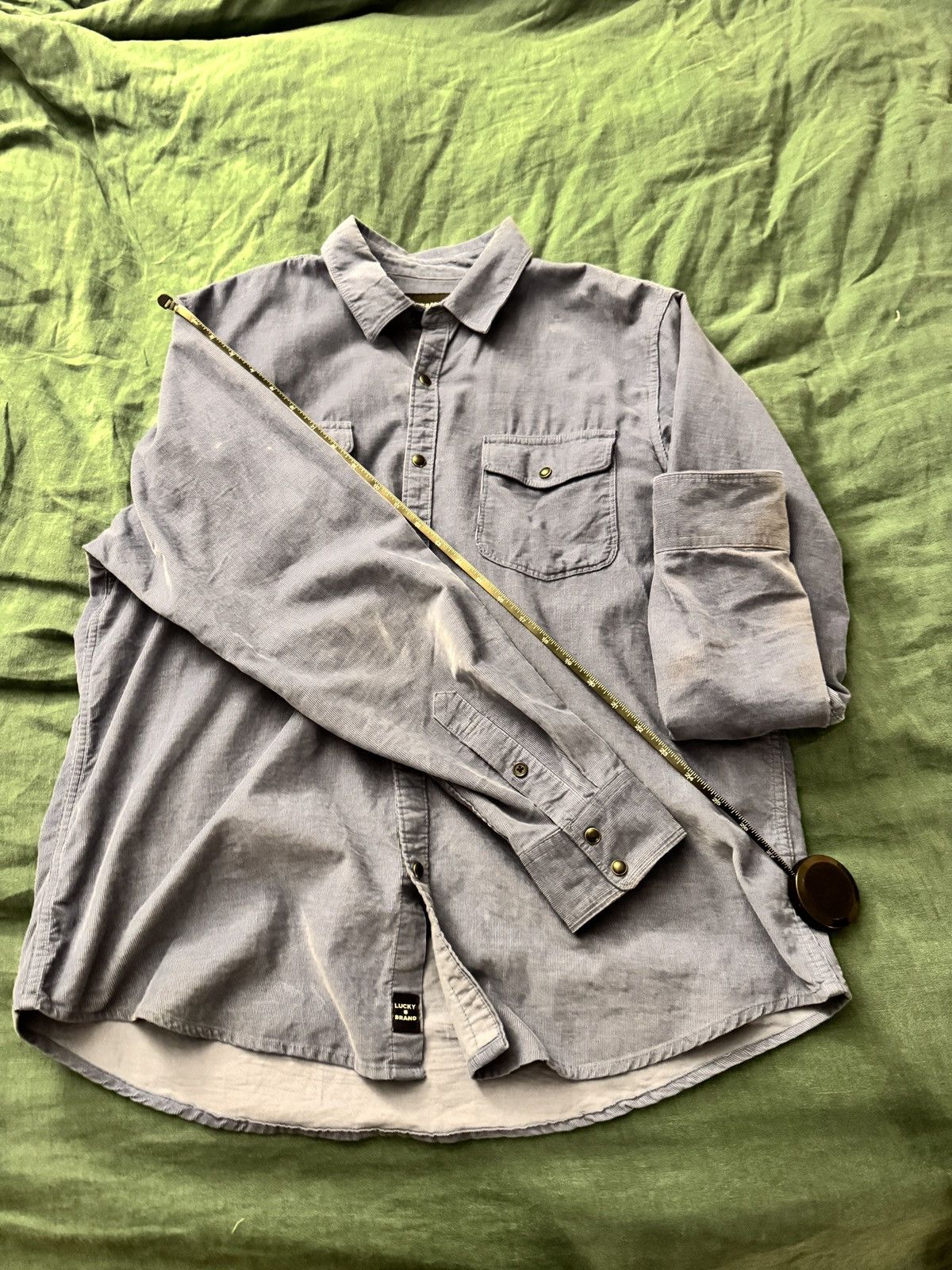 Lucky Brand Lucky Slate Blue Corduroy Button-down | L | Double Pocket Size US L / EU 52-54 / 3 - 1 Thumbnail