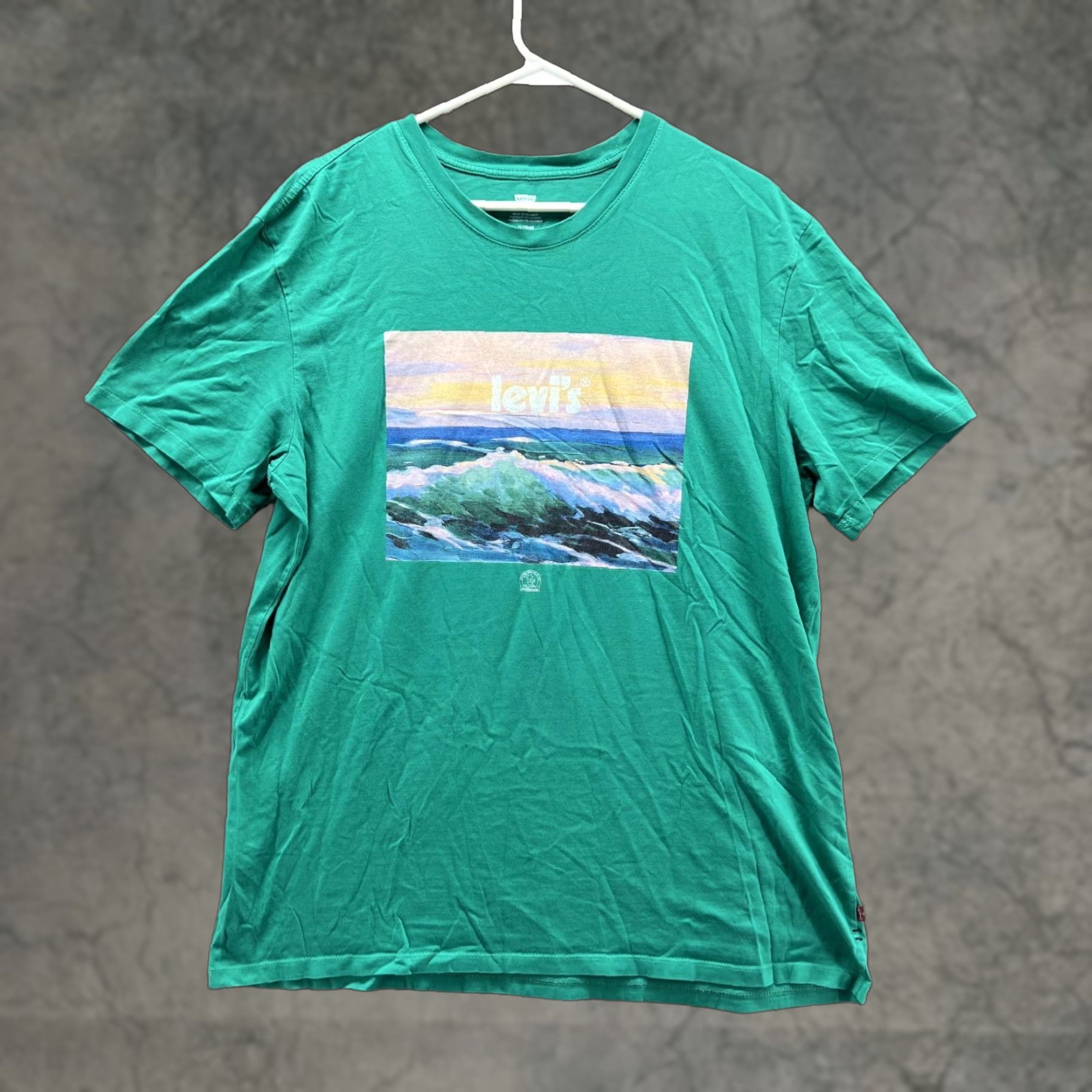 Levi's Levi's Shirt Men XL Green Cotton Logo Crewneck T-Shirt Casual All Seasons Vintage: No Size US XL / EU 56 / 4 - 1 Thumbnail