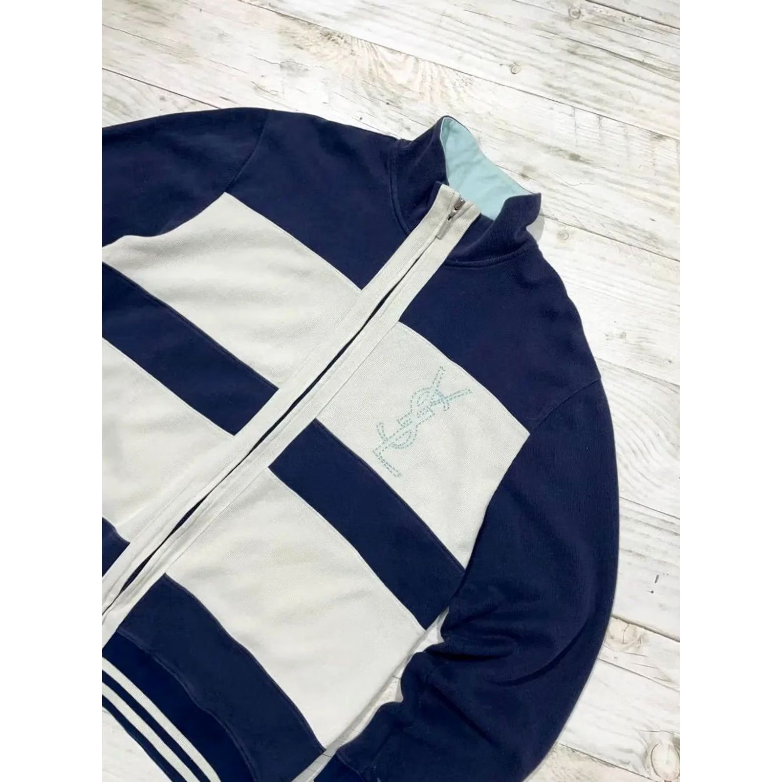 Yves Saint Laurent VINTAGE Yves Saint Laurent Sweatshirt Zip Up Jacket YSL Big Logo 90s Men XL Blue Size US XL / EU 56 / 4 - 2 Thumbnail