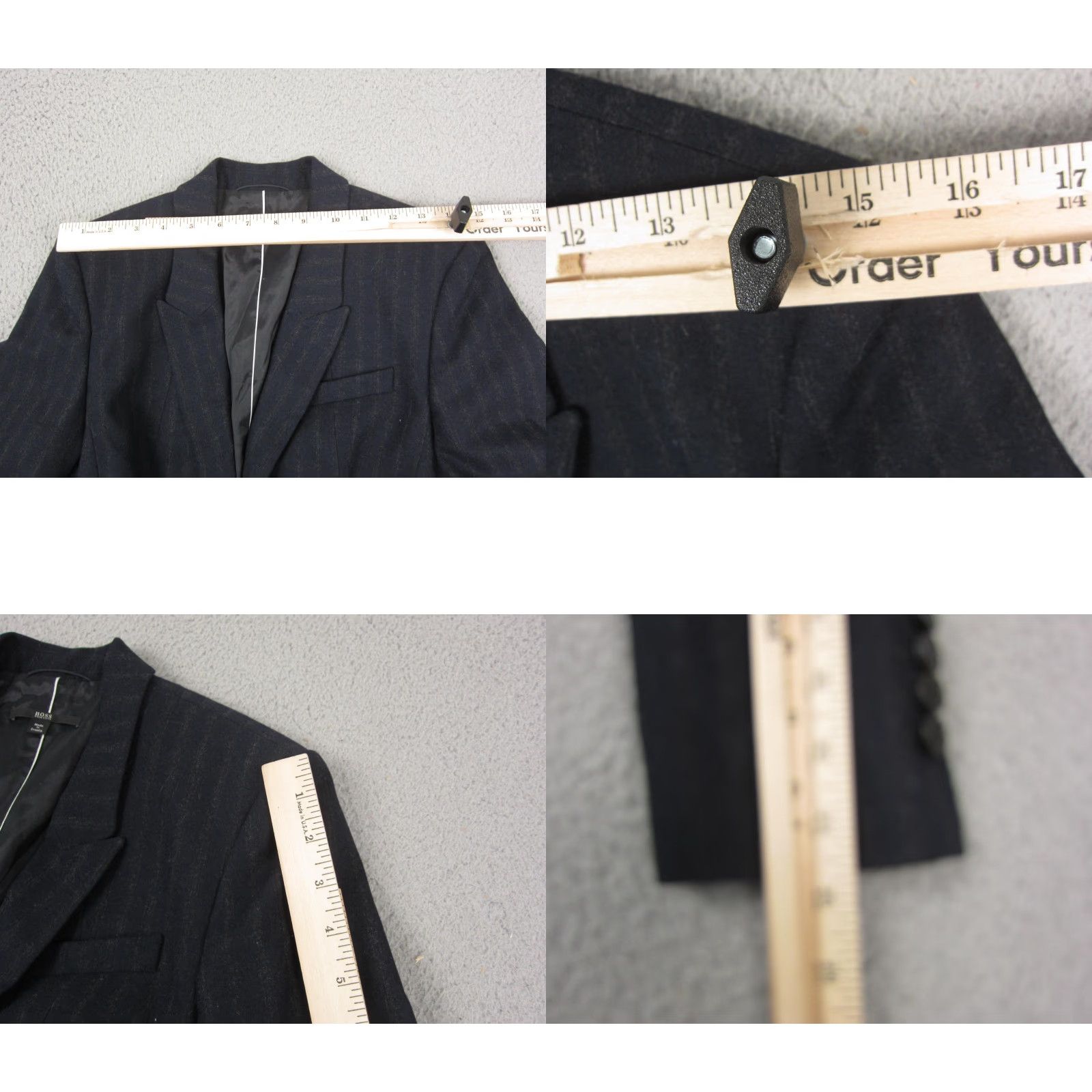 Hugo Boss VINTAGE Hugo Boss Blazer Women 4 Navy Blue Striped Wool Angora Sports Coat Jacket Casual Business Two-Button 80s City Classic Tuxedo Women's Blue Size S / US 4 / IT 40 - 10 Thumbnail