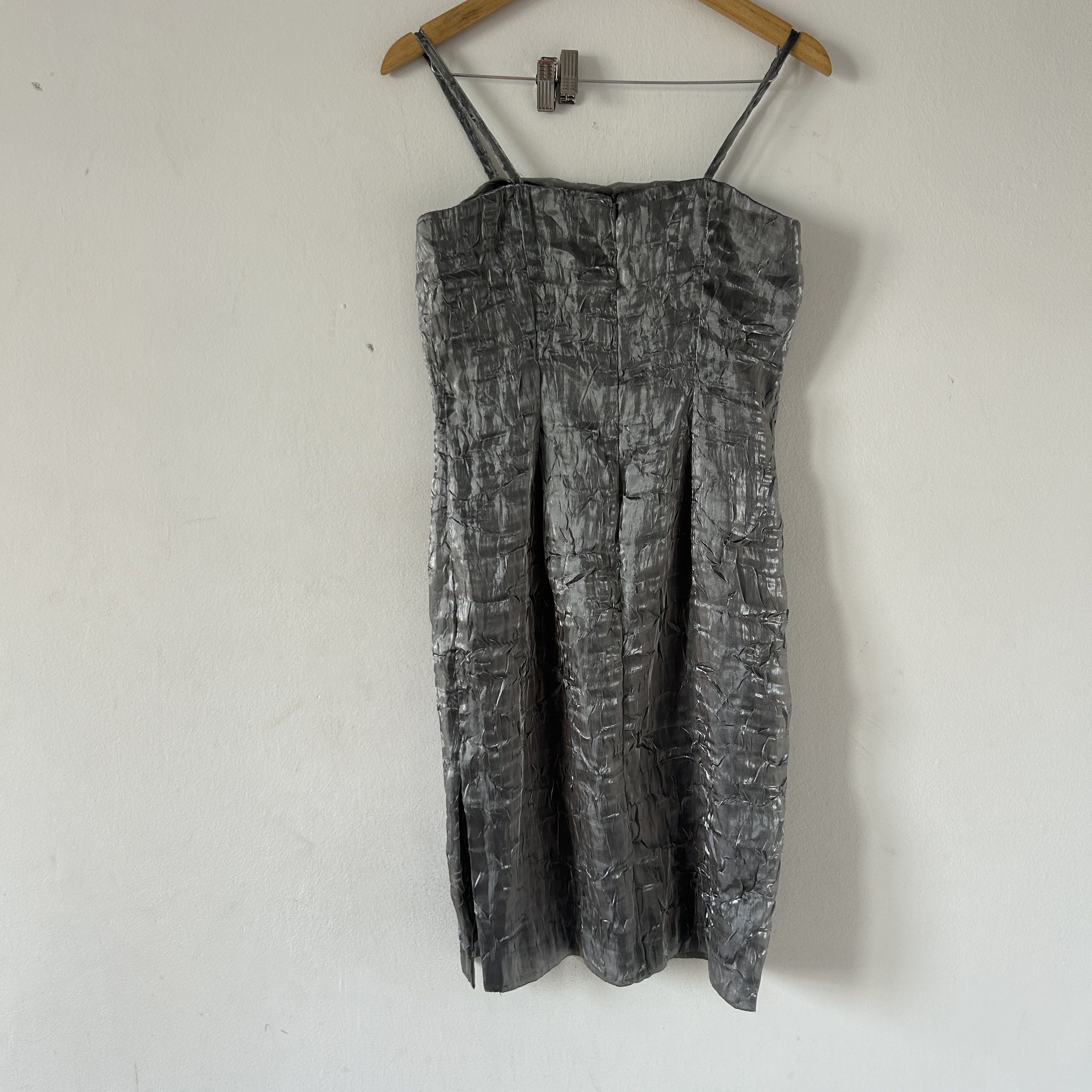 Vintage Vintage silver crinkle raver slip dress Size S / US 4 / IT 40 - 7 Thumbnail