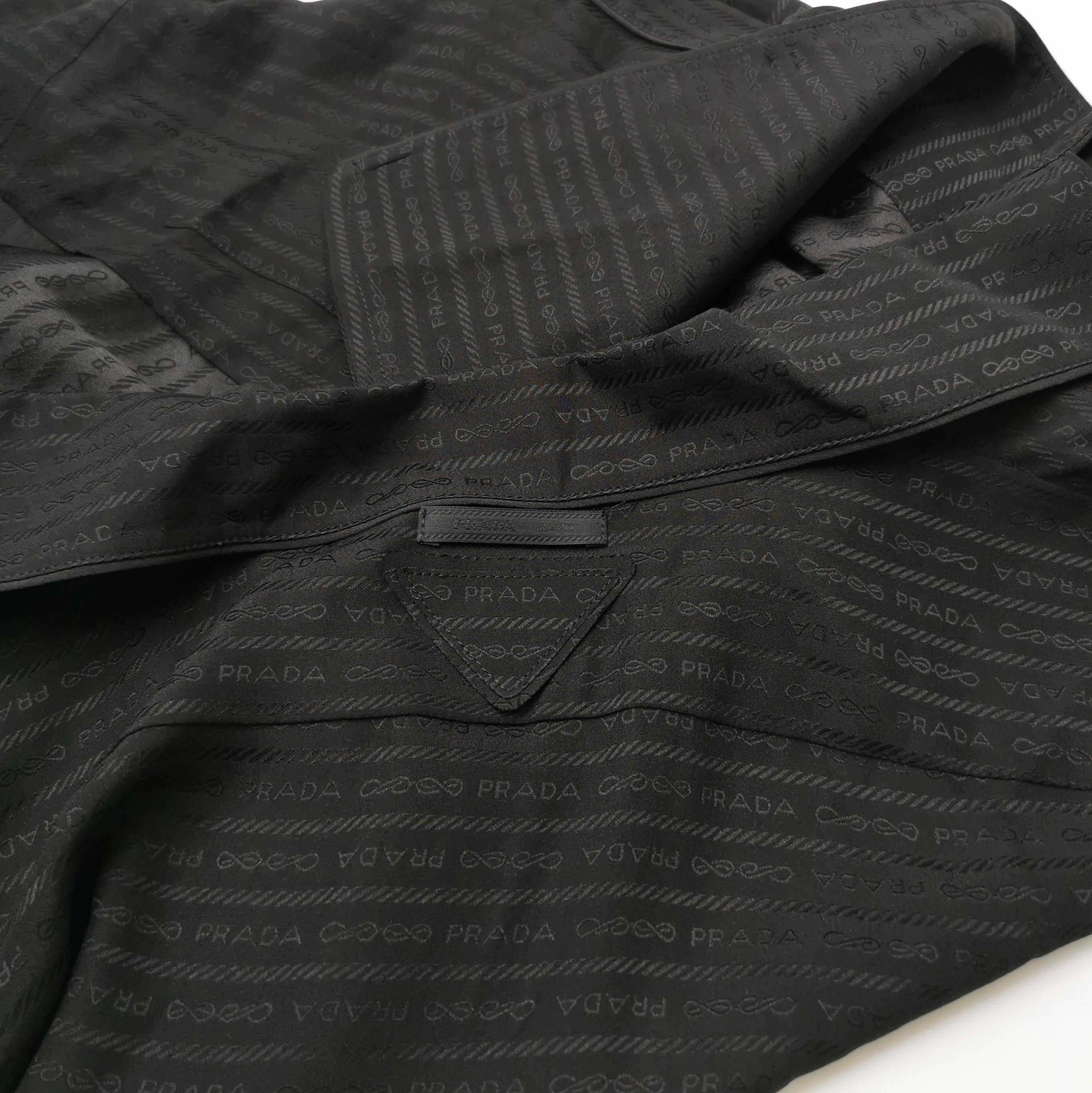 Prada Prada Black Silk Letter Print Long Sleeve Set . Size S / US 4 / IT 40 - 1 Thumbnail