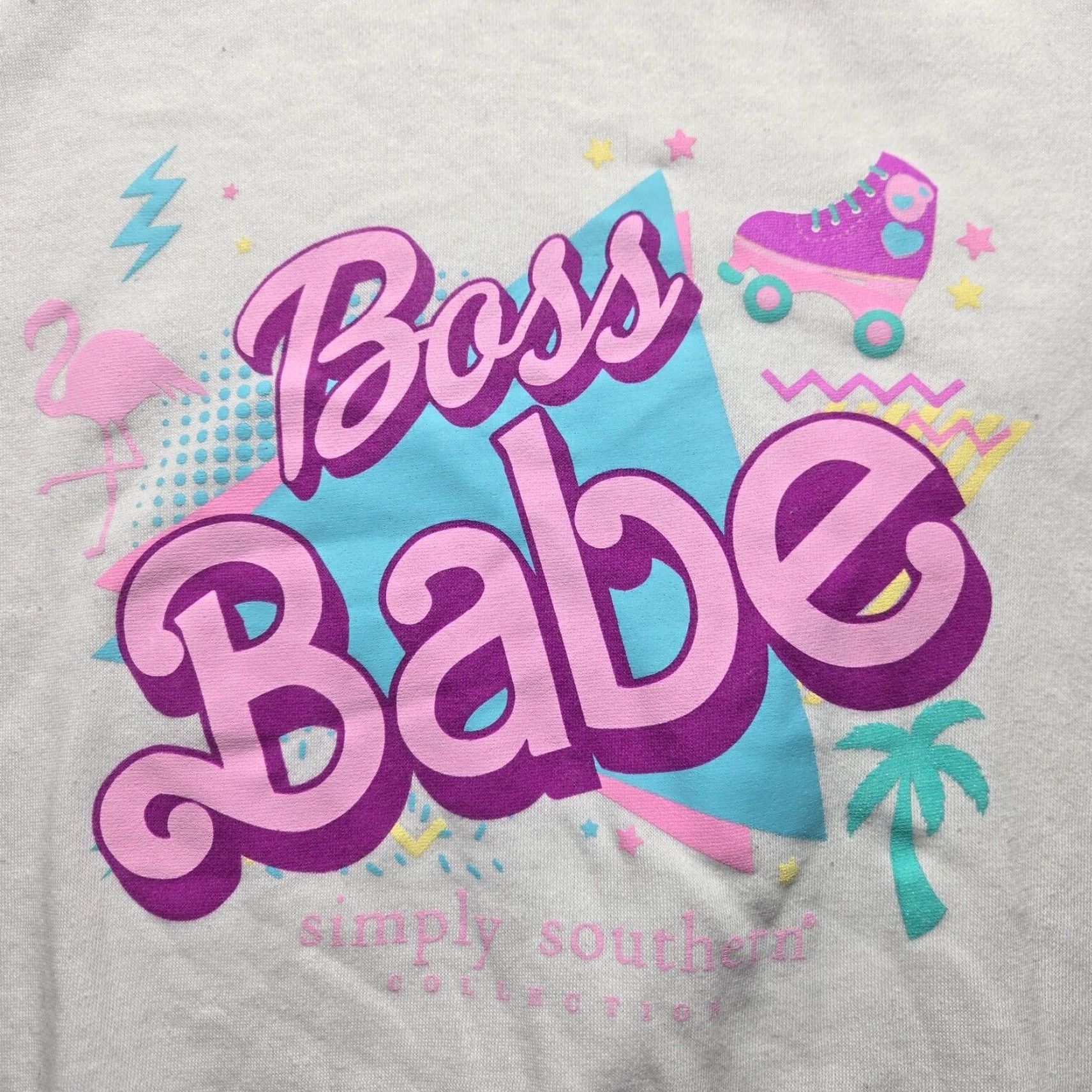 Vintage Simply Southern Boss Babe Sweatshirt Crewneck 80s Adult Women's XL White Girls Size XL / US 12-14 / IT 48-50 - 2 Thumbnail