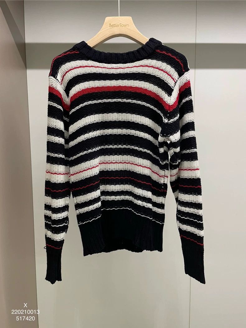Thom Browne White and black striped cotton sweater