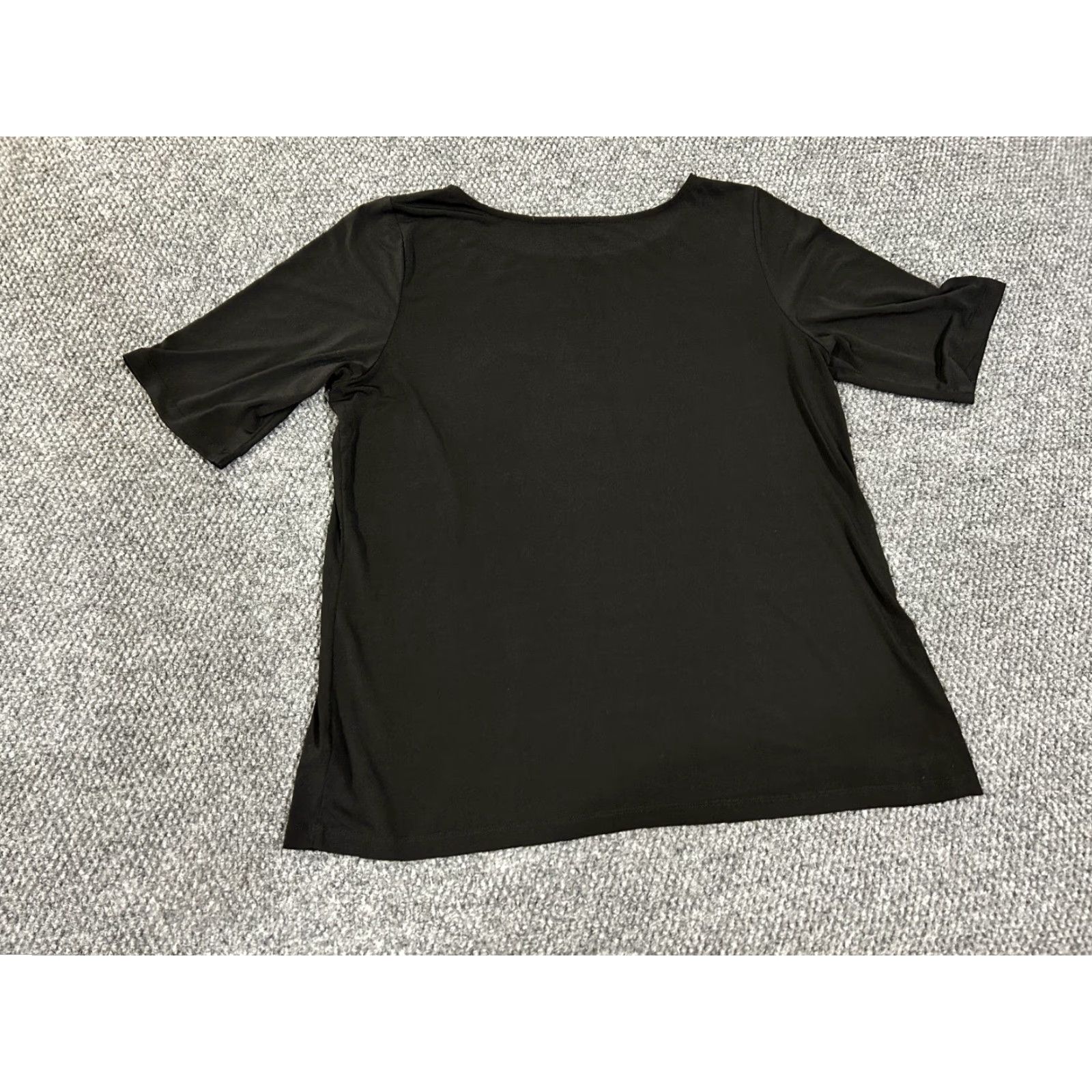 Vintage Susan Graver Blouse Shirt Womens Large Black Short Sleeve Knit Polyester Spandex Casual Solid Regular Classic None Size L / US 10 / IT 46 - 7 Thumbnail
