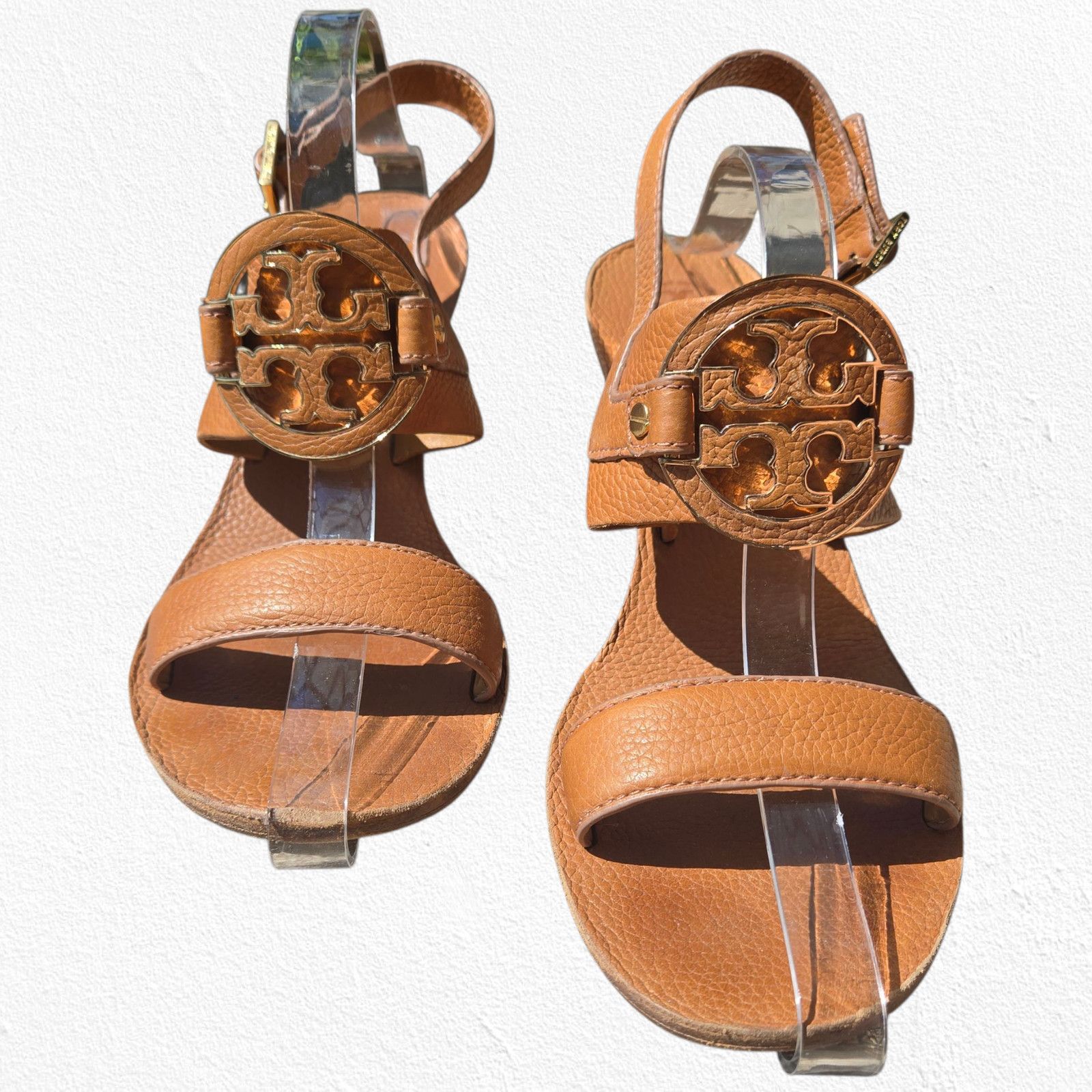 Tory Burch Tory Burch Tan Leather Miller Wedge Sandals Heels Size 10.5M Size US 10.5 / IT 40.5 - 2 Thumbnail