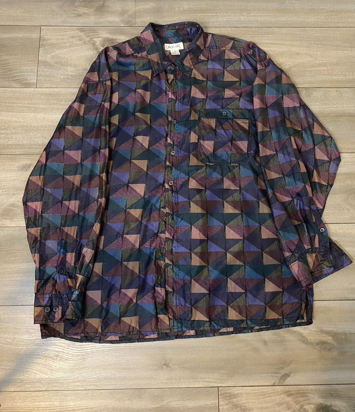 Other × Vintage Vintage Bogari, 100% silk button down, Men’s dress shirt, XL Size US XL / EU 56 / 4 - 2 Thumbnail