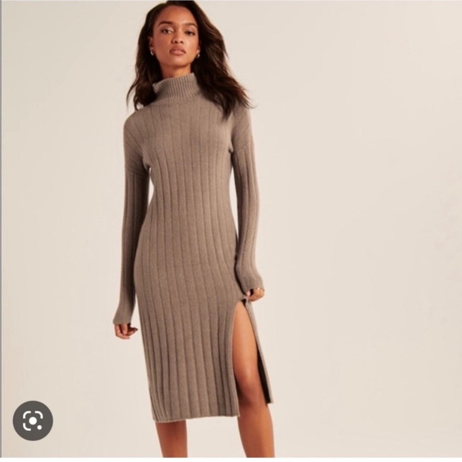NWT Abercrombie & Fitch Ribbed Turtleneck Midi Dress – Black