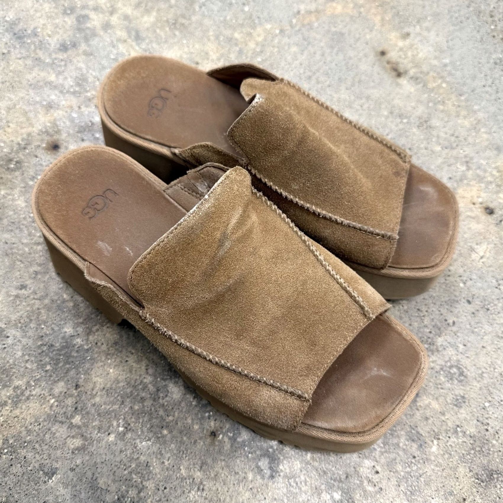 Ugg UGG Heights Slide Platform Sandals 1167476-CHE Chestnut Womens Size 9 Slid e Sandal Wedge Comfort Rubber Suede Casual Spring Summer Womens Size US 7 / IT 37 - 4 Thumbnail