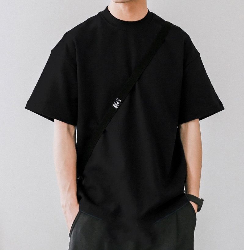 Japanese Brand × Vintage New Thick Plain Black Oversized Tee Tights Collar Size US M / EU 48-50 / 2 - 1 Thumbnail