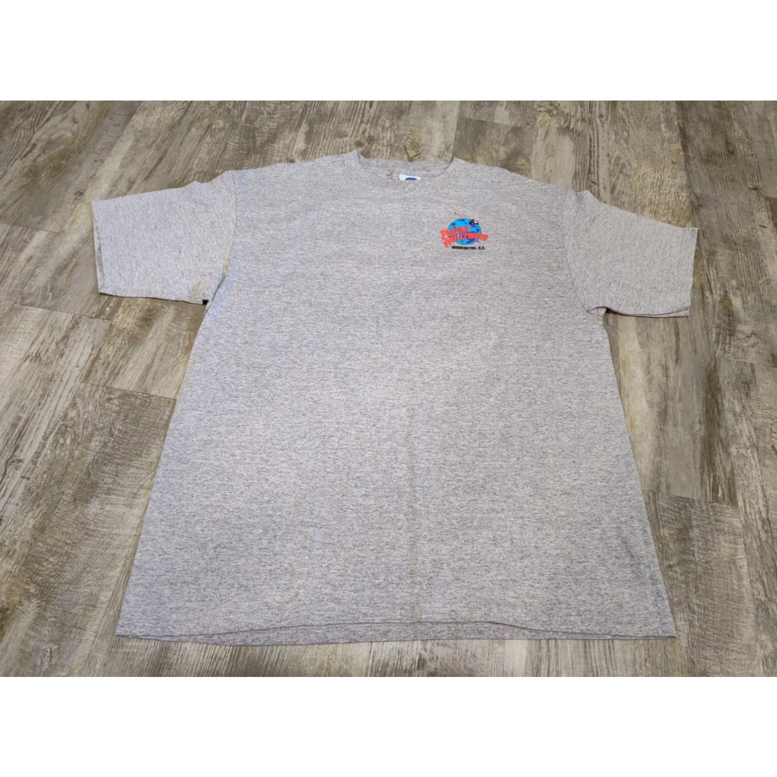 Planet Hollywood VINTAGE Planet Hollywood Shirt Crew Neck Short Sleeve USA Patriotic Sam Graphic XL Gray Mens Made in USA 1990s Size US XL / EU 56 / 4 - 2 Thumbnail