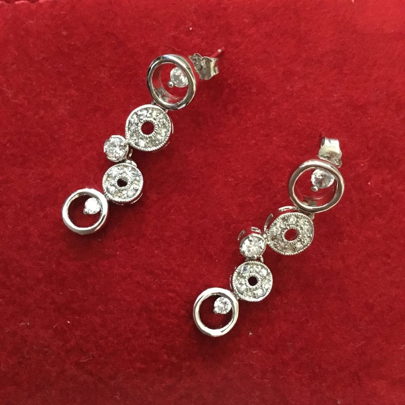 Other Sterling Silver Round Multi-Crystal Earrings Size ONE SIZE - 1 Thumbnail