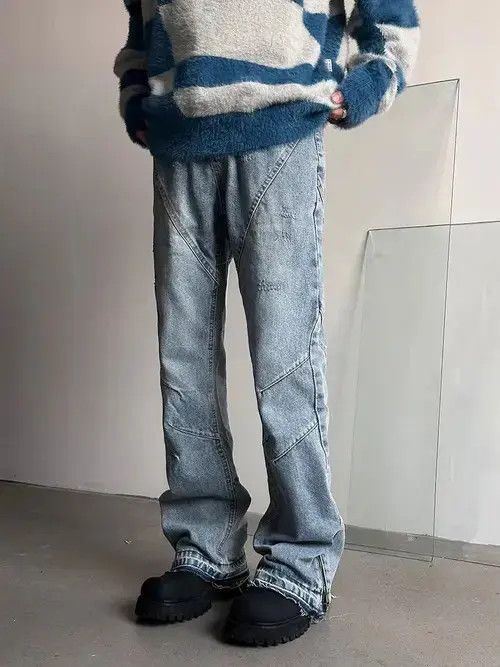Jean Street Hip Hop Side Zip Micro Flare Y2K Jeans Size US 30 / EU 46 - 7 Thumbnail