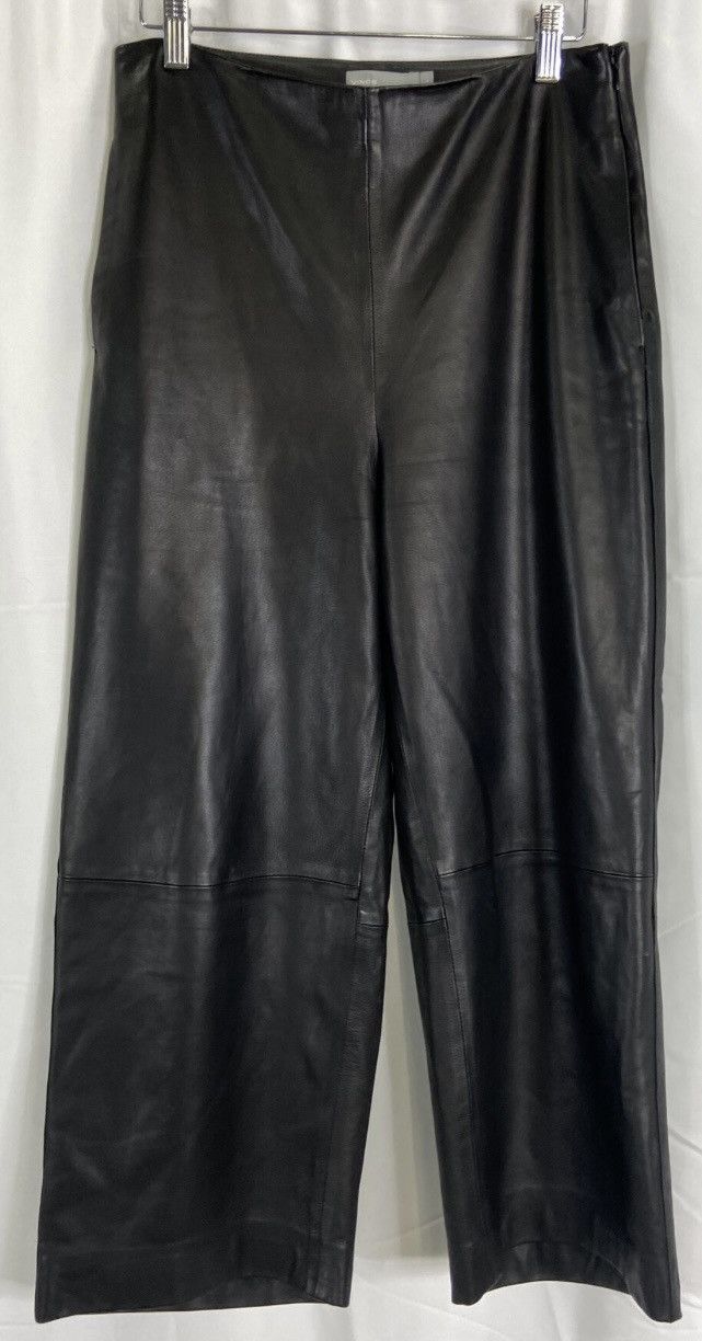 Vince Vince Black Lamb Leather Cropped Wide Pants - Size US 4 Size 27" / US 4 / IT 40 - 1 Thumbnail