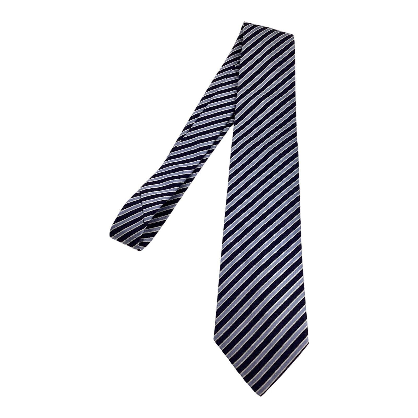 Hugo Boss BOSS HUGO BOSS Blue Striped Luxury Silk Tie Made In Italy W: Size ONE SIZE - 5 Thumbnail
