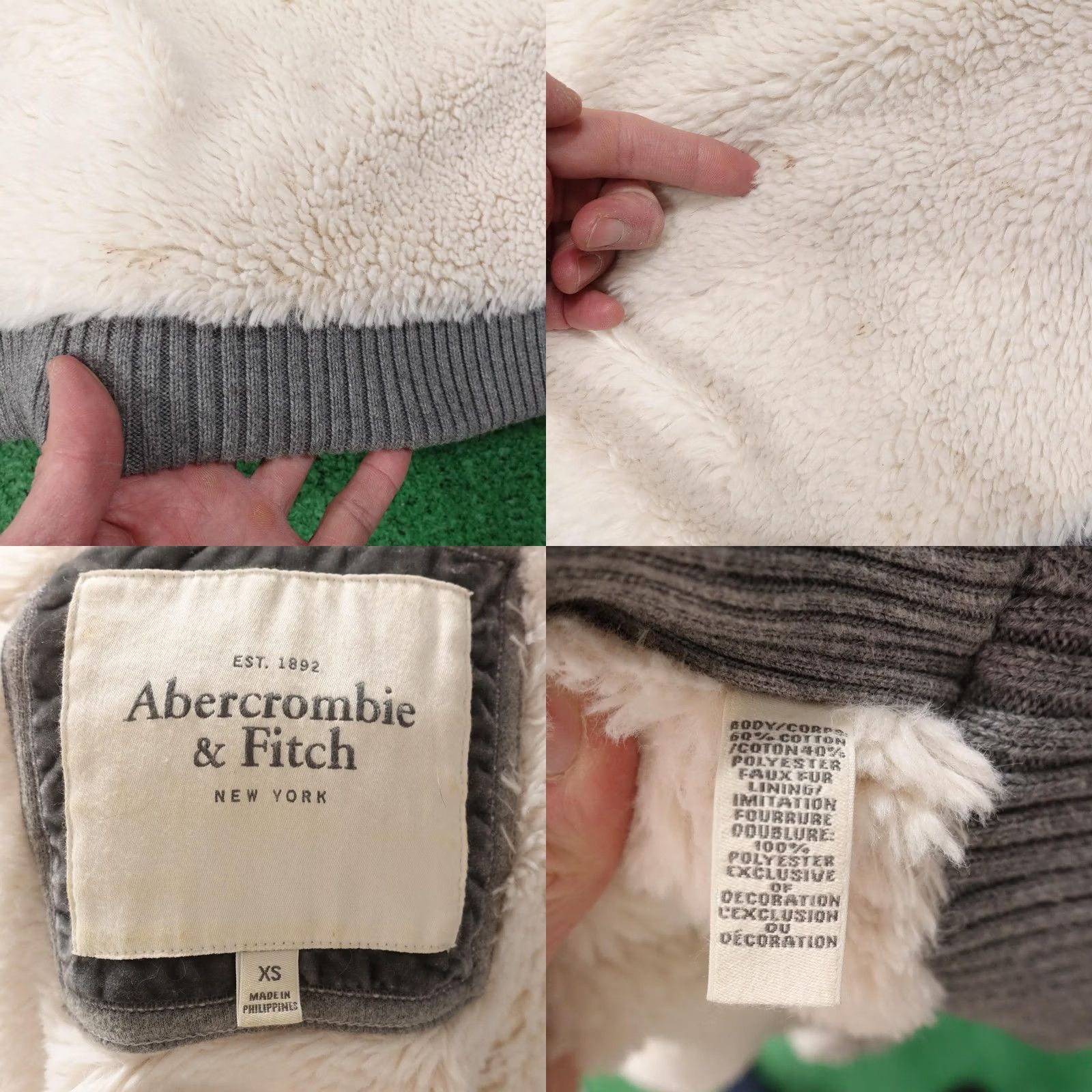 Abercrombie & Fitch Abercrombie & Fitch Hoodie Womens XS Gray Full Zip Faux Fur Lined Sherpa Size XS / US 0-2 / IT 36-38 - 9 Thumbnail