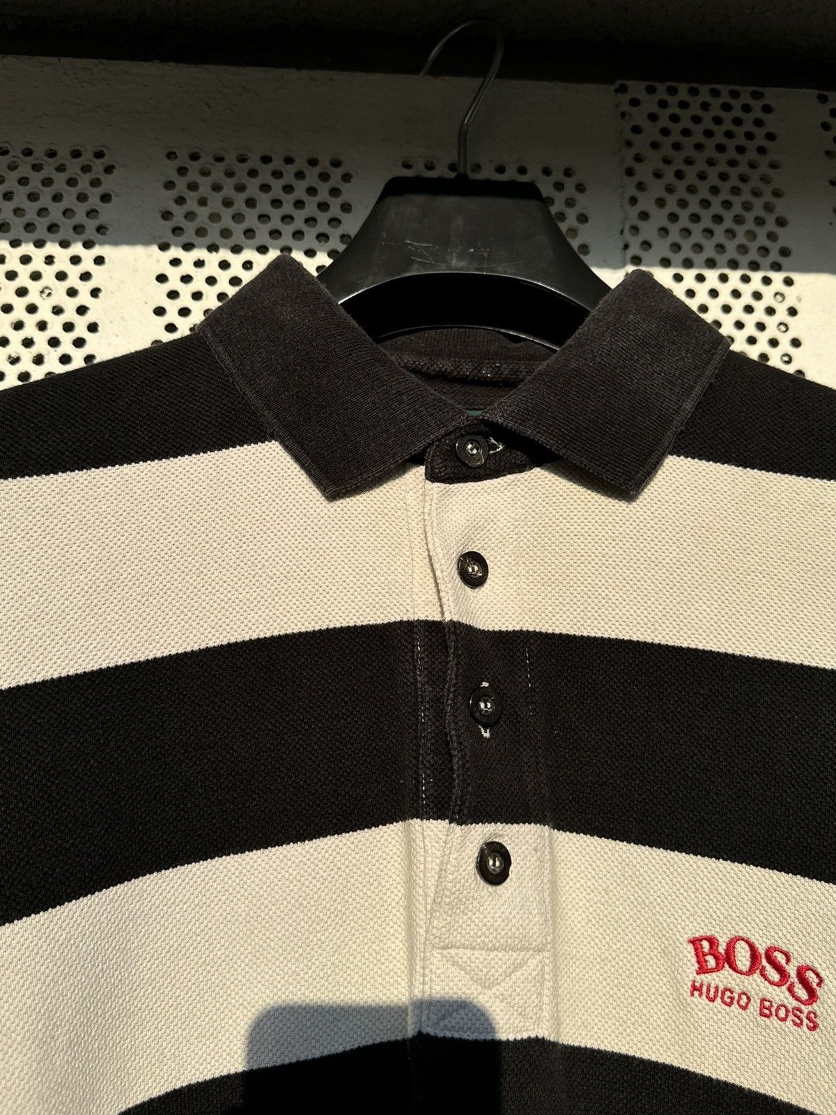 Hugo Boss × Vintage Vintage Hugo Boss Golf Big Logo Longsleeve Rugby Polo Shirt Size US XL / EU 56 / 4 - 5 Thumbnail