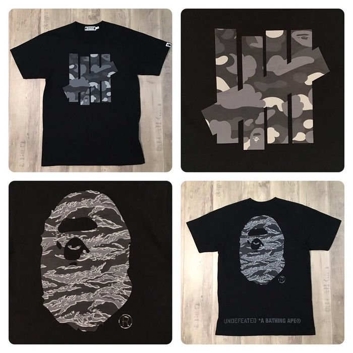 Bape BAPE × undefeated logo T-shirt black BAPE camo a bathing ape