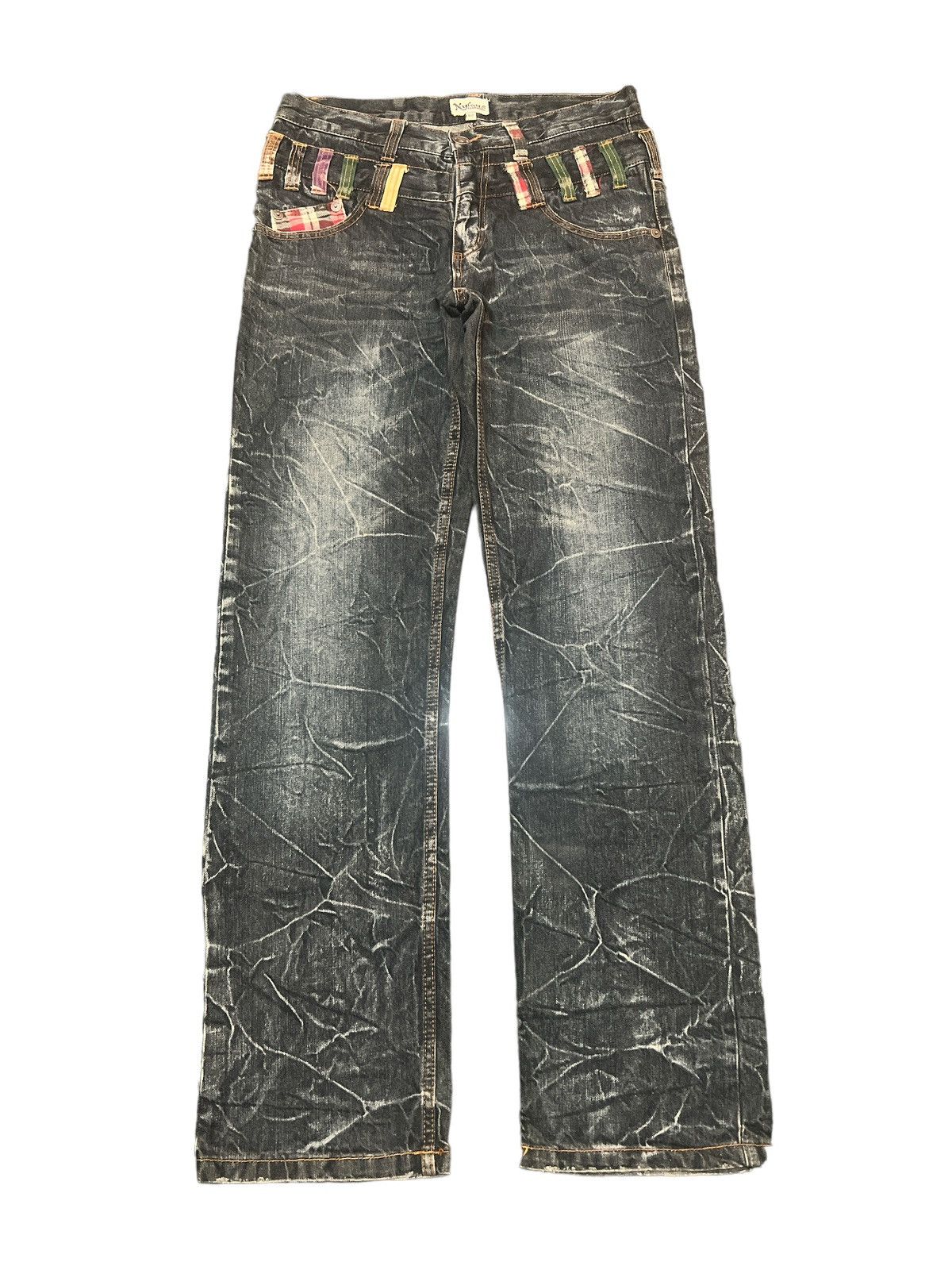 image of Avant Garde Double Waistnylaus Distressed Denim Pant in Blue, Men's (Size 30)