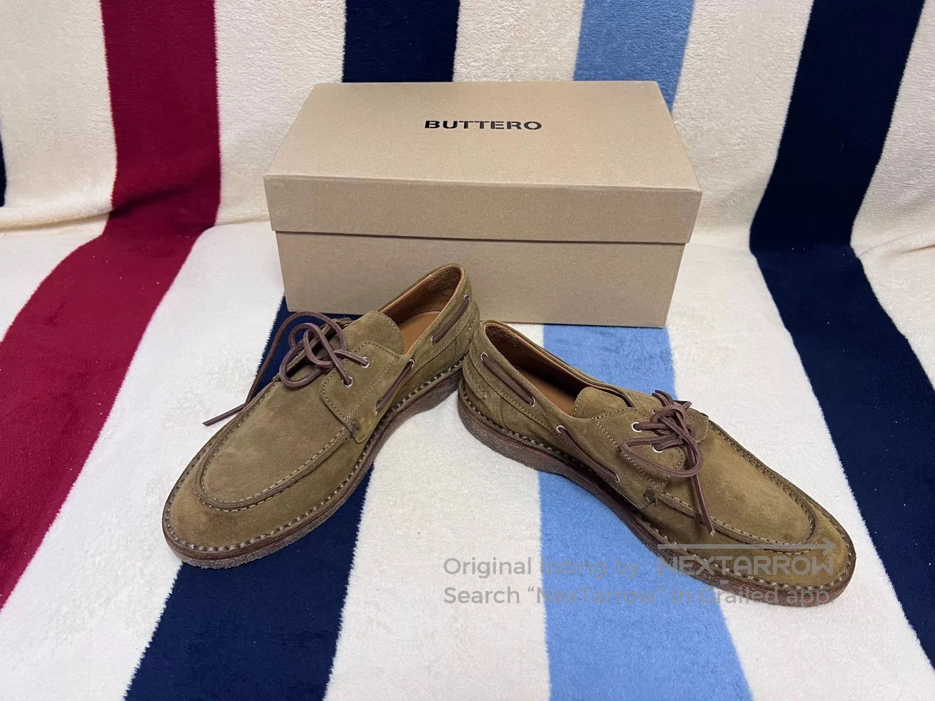 Buttero BUTTERO b9322 Deep Khaki Boat Shoes. Size US 7 / EU 40 - 6 Thumbnail