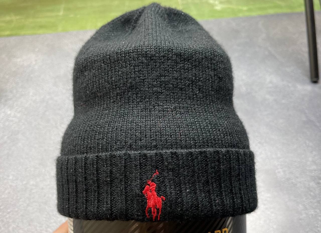 Y2K Polo Ralph Laurent Vintage Winter Black Hat Beanie, Men’s