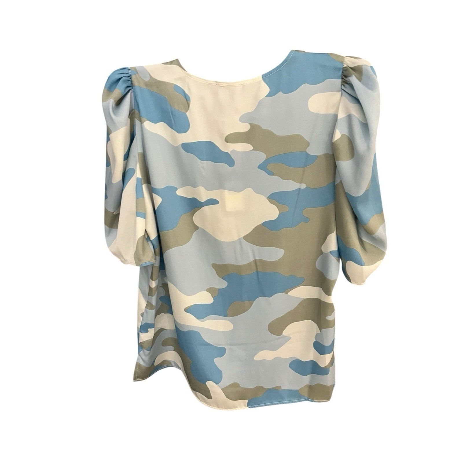DKNY DKNY Women's M balloon sleeve blue camo blouse NWT Size M / US 6-8 / IT 42-44 - 2 Thumbnail