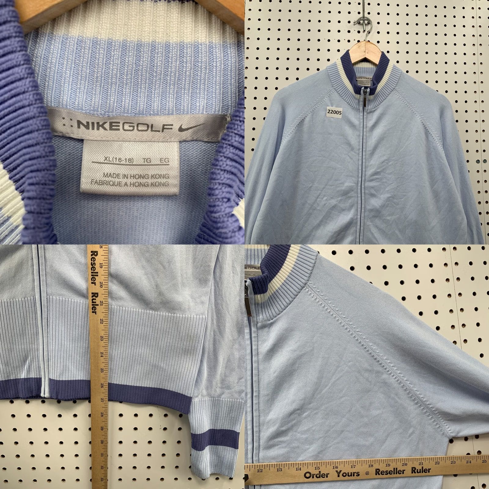 Nike Nike Golf Sweater Sky Blue Full Zip Ribbed Knit Womens XL Size XL / US 12-14 / IT 48-50 - 8 Thumbnail