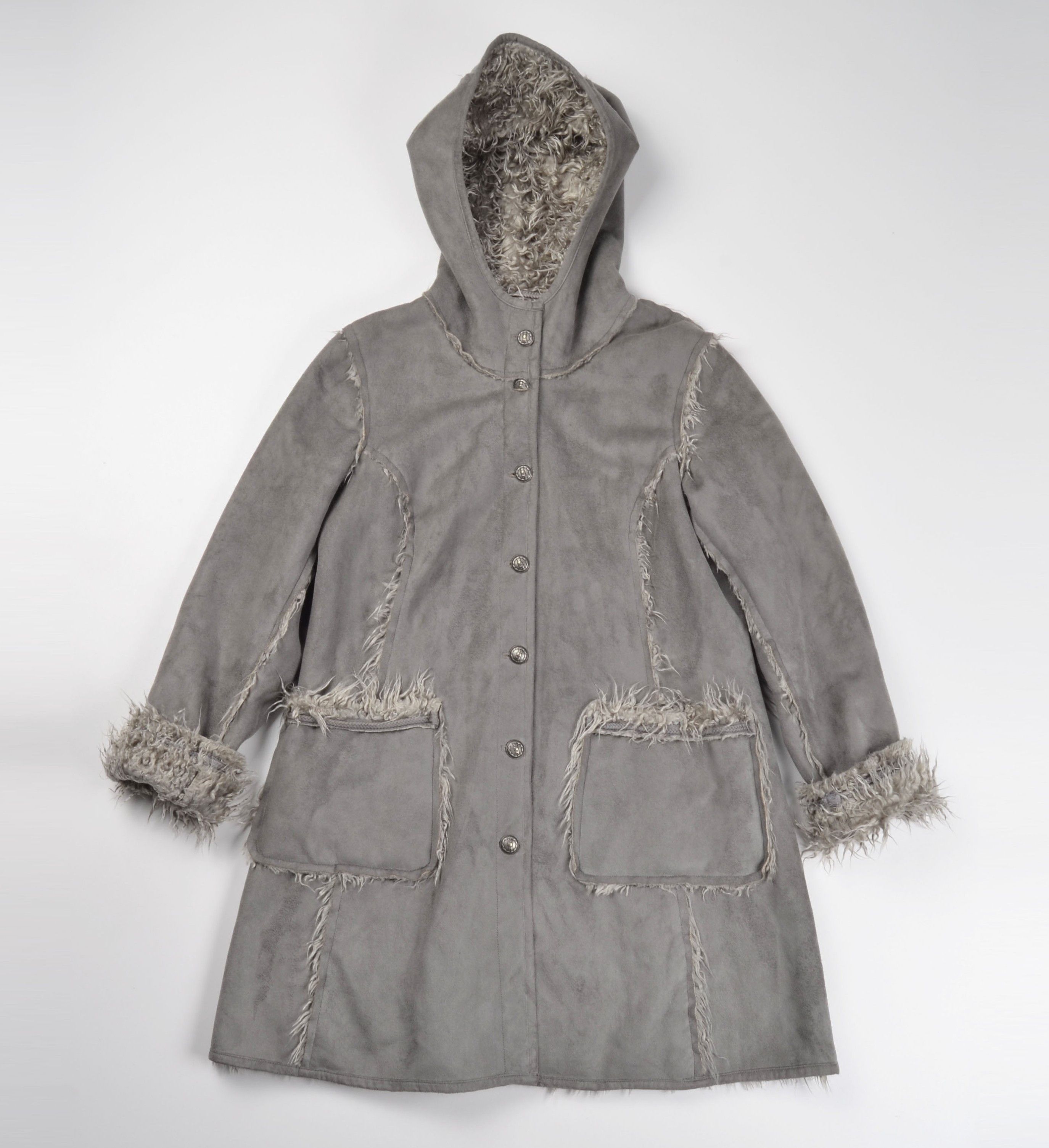 Vintage Vintage Nile Atelier Y2K Gray Faux Fur Boho Afghan Coat Size XL / US 12-14 / IT 48-50 - 1 Thumbnail