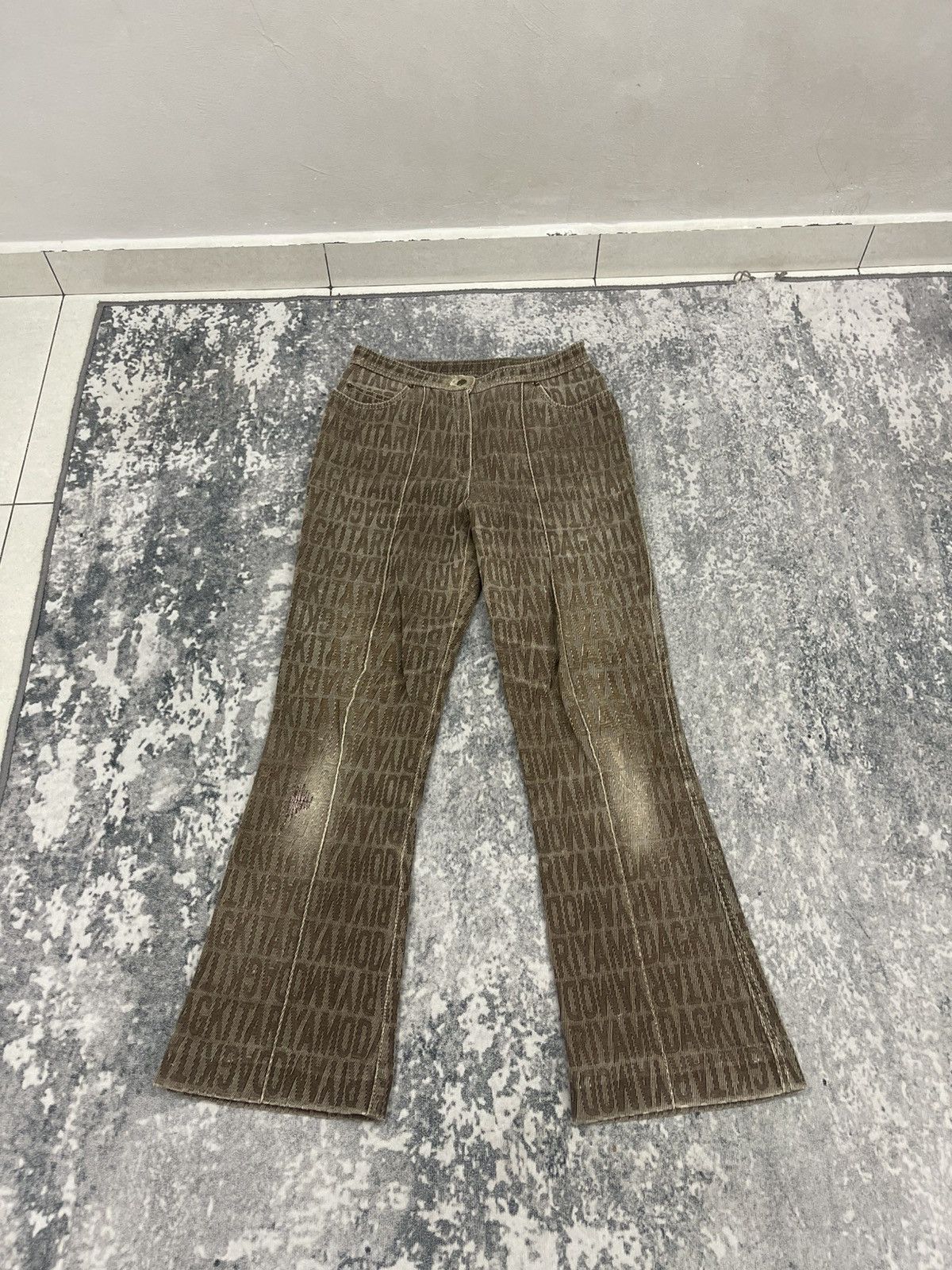 Japanese Brand HKD Manogram Bell Bottom Jeans Size US 27 - 1 Thumbnail