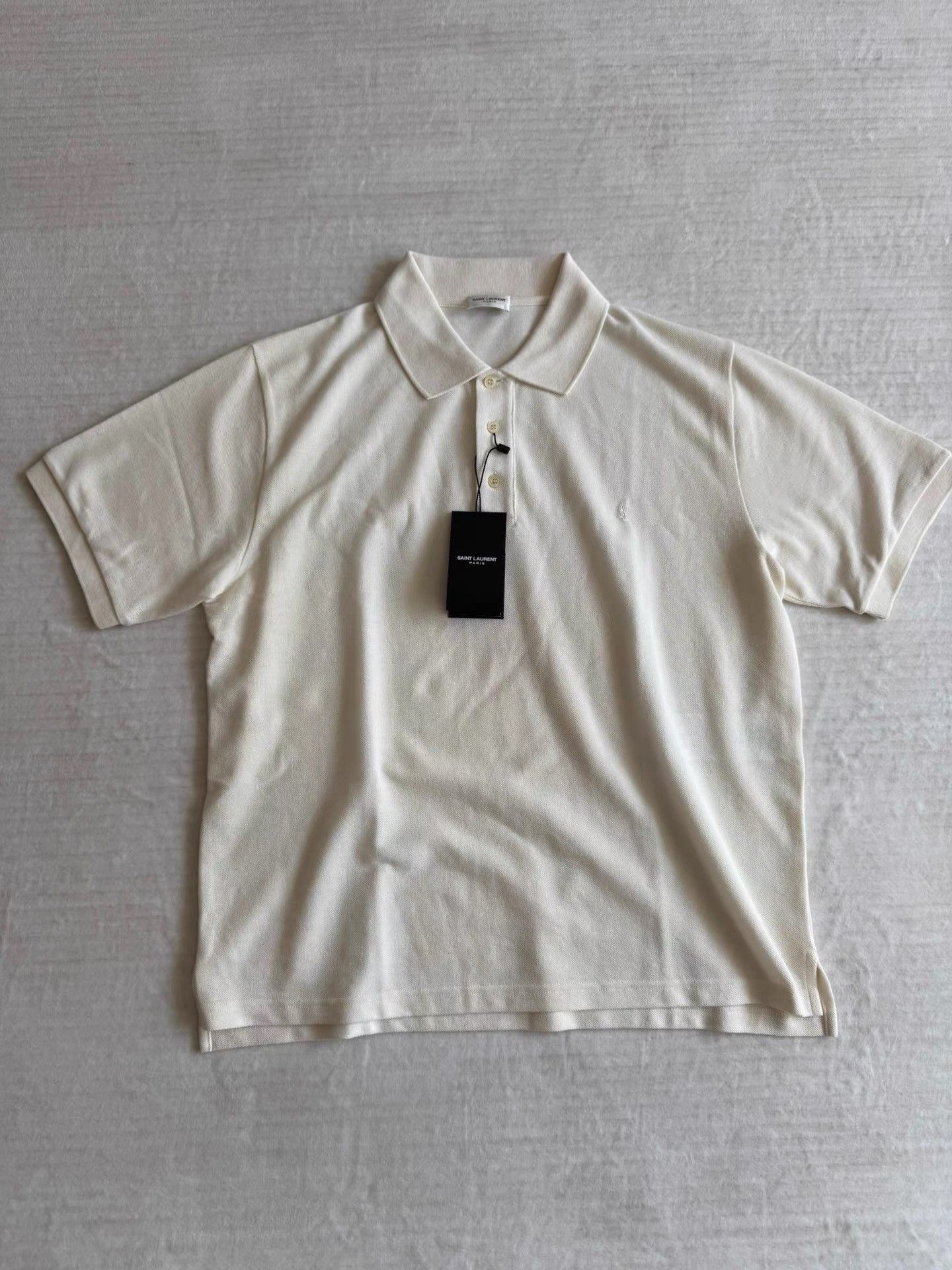 Saint Laurent Paris Beige Short Sleeve Polo Shirt Size L Size US L / EU 52-54 / 3 - 1 Thumbnail