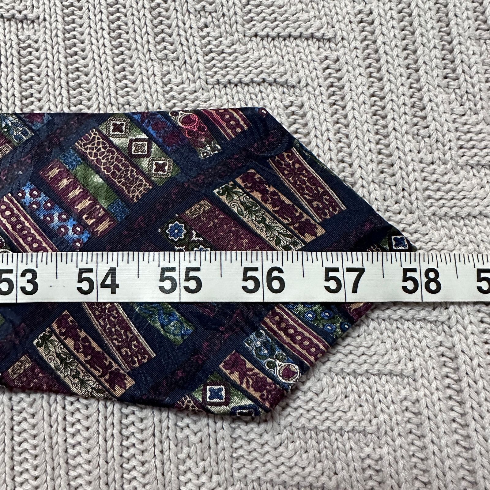 Vintage Vintage R. Juliano navy patterned silk men's tie Made in USA Size ONE SIZE - 5 Thumbnail