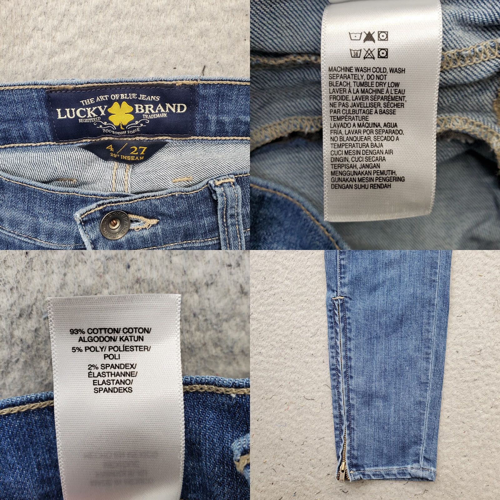 Lucky Brand Lucky Brand Jeans Womens 4 Blue Denim Stretch Ankle Zip Faded 29" Inseam Size 27" / US 4 / IT 40 - 8 Thumbnail