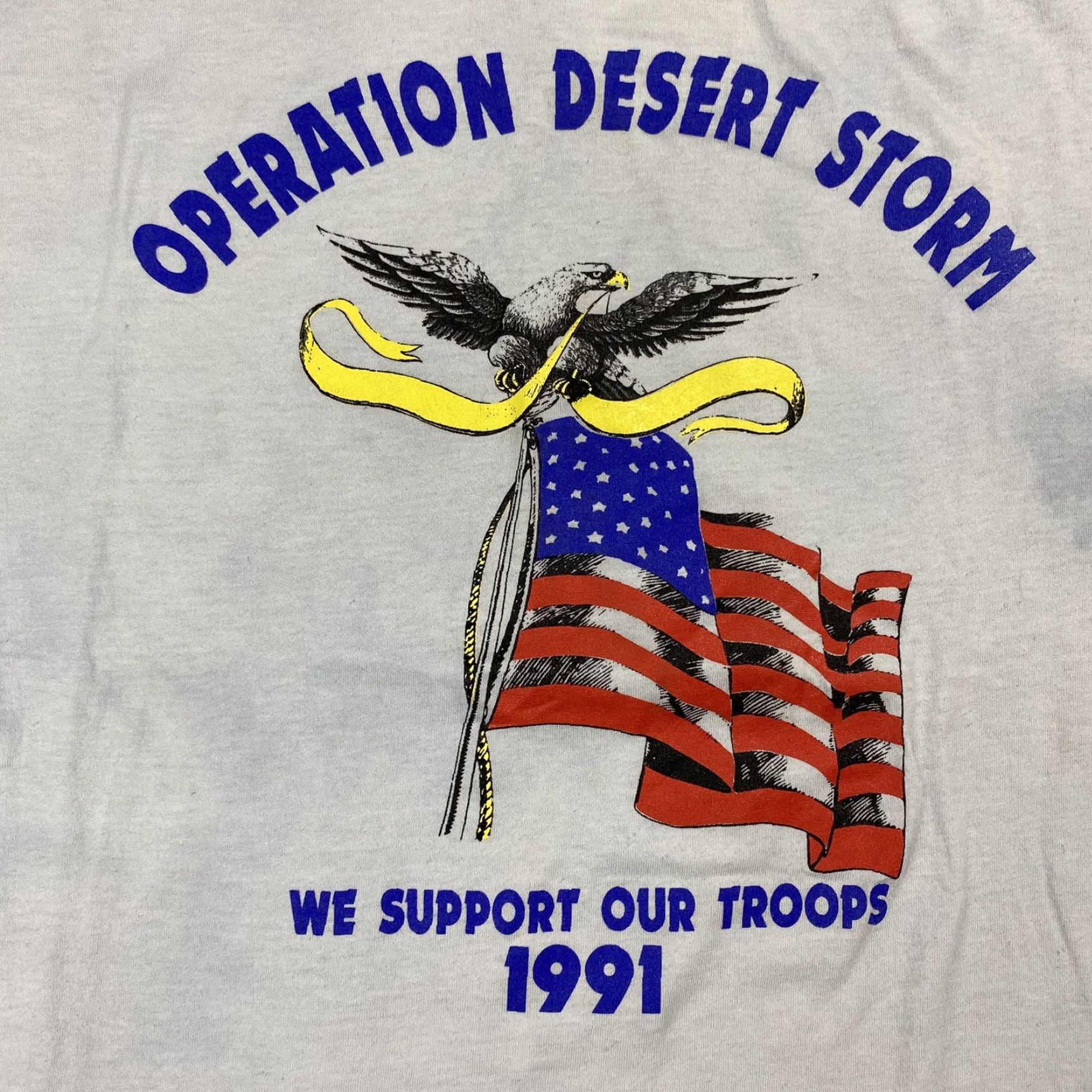 Vintage VTG 1991 Desert Storm T-Shirt Gray Short Sleeve Crew Neck LOGO Vintage Screen Stars USA XL Men's Size US XL / EU 56 / 4 - 2 Thumbnail