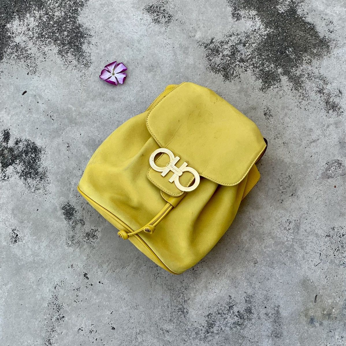 Salvatore Ferragamo Salvatore Ferragamo Yellow Suede Gancini Backpack Size ONE SIZE - 5 Thumbnail