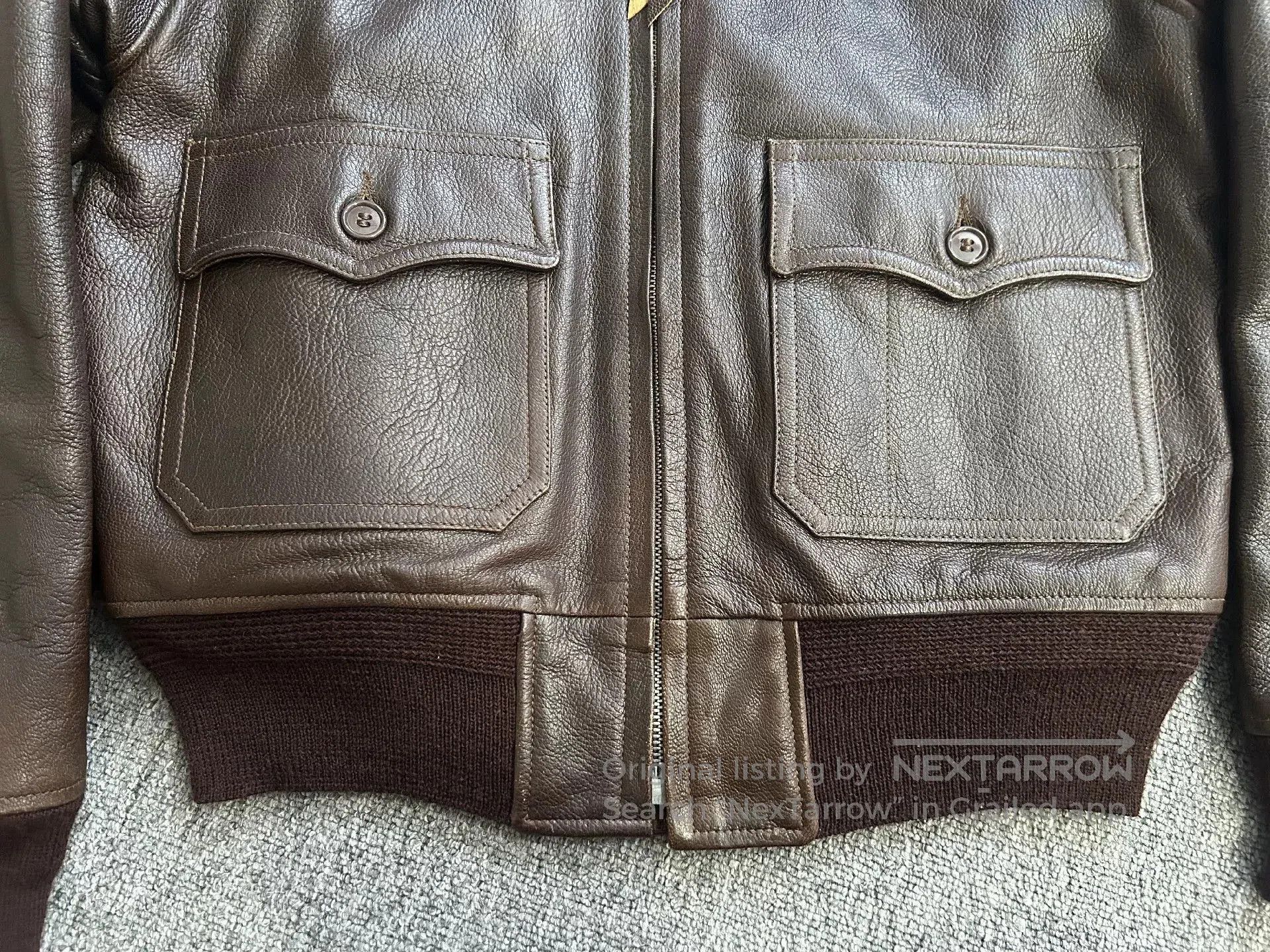 Eastman Leather Clothing brown leather pilot jacket with patches. Size US L / EU 52-54 / 3 - 3 Thumbnail