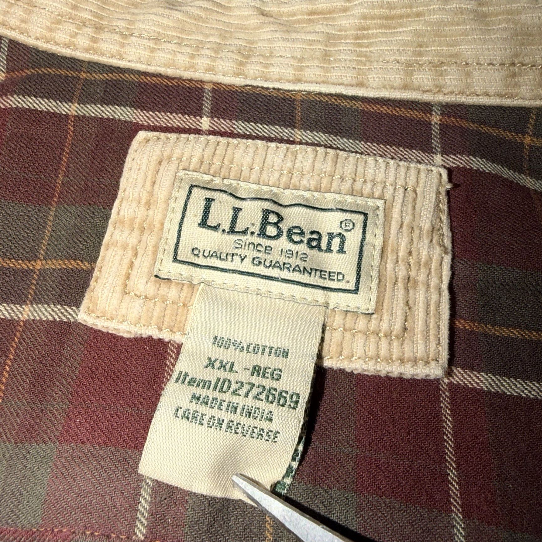 Vintage LL Bean Shacket Flannel Button Up Shirt Men XXL Corduroy Beige Plaid Lined Heavy 90s Classic Outdoor Shirt Mens Size US XXL / EU 58 / 5 - 3 Thumbnail