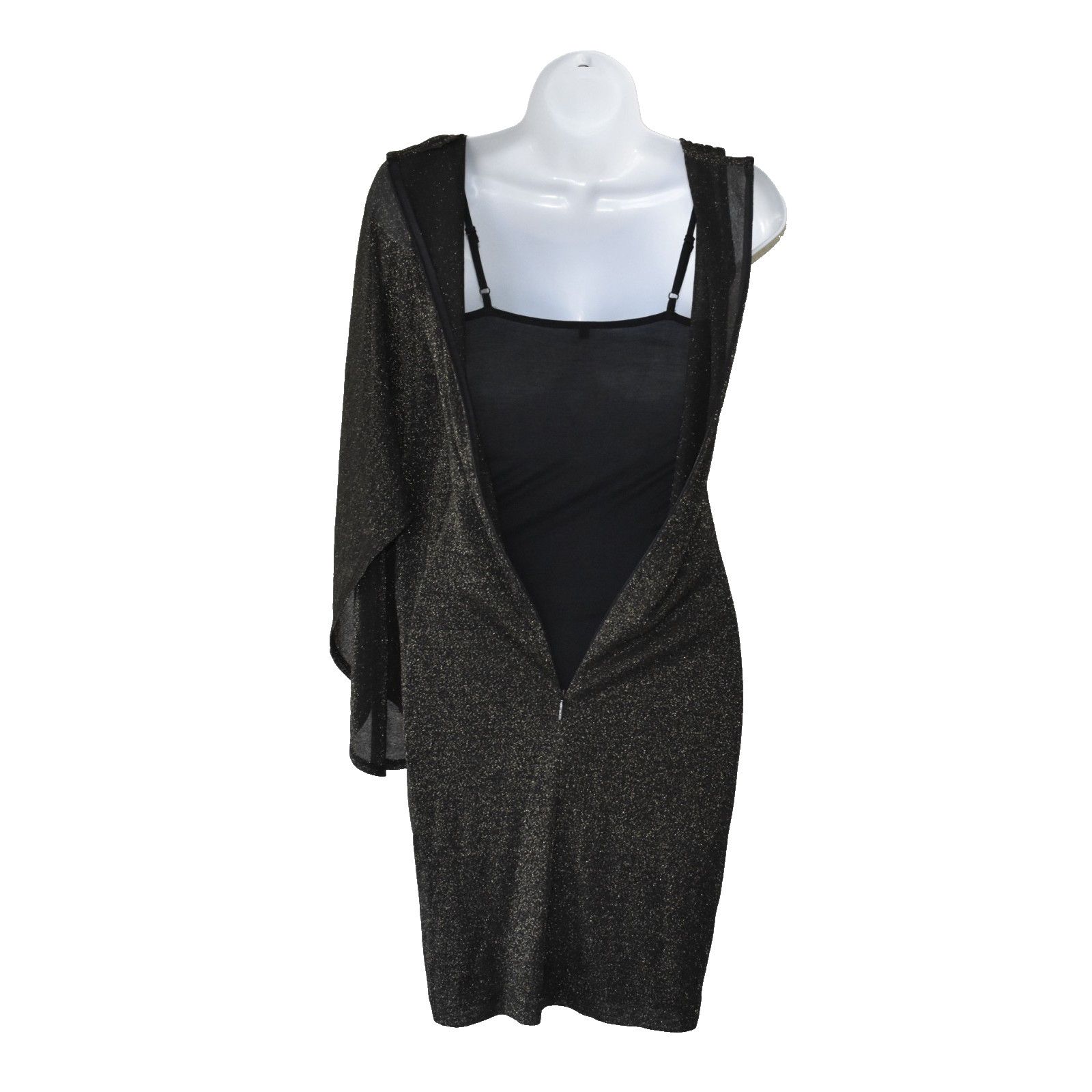 Ted Baker TED BAKER Monica Black Gold Draped One Shoulder Dress Size 0 Size XS / US 0-2 / IT 36-38 - 6 Thumbnail