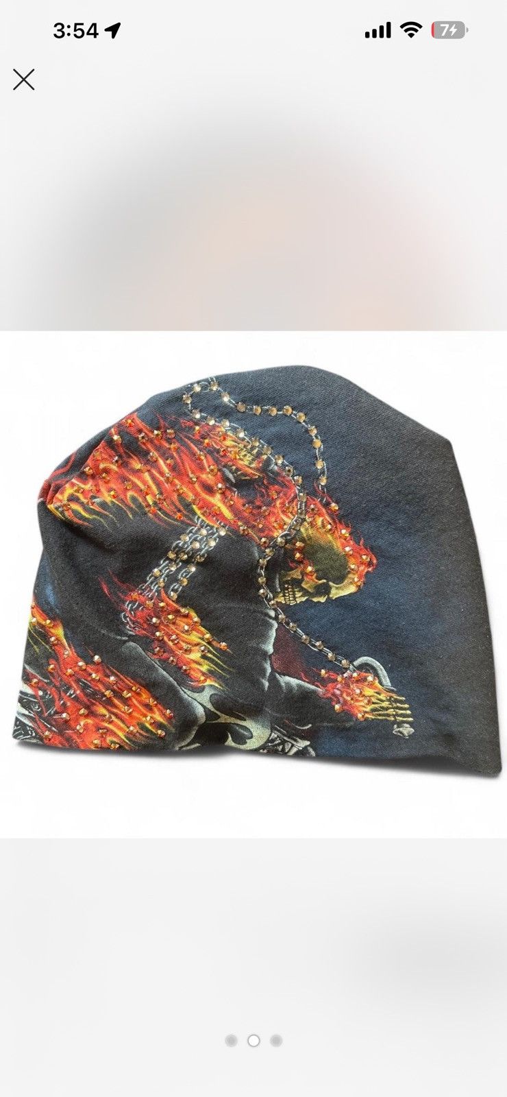 Bossi Vintage Rhinestone Beanie – Ghost Rider (Black)