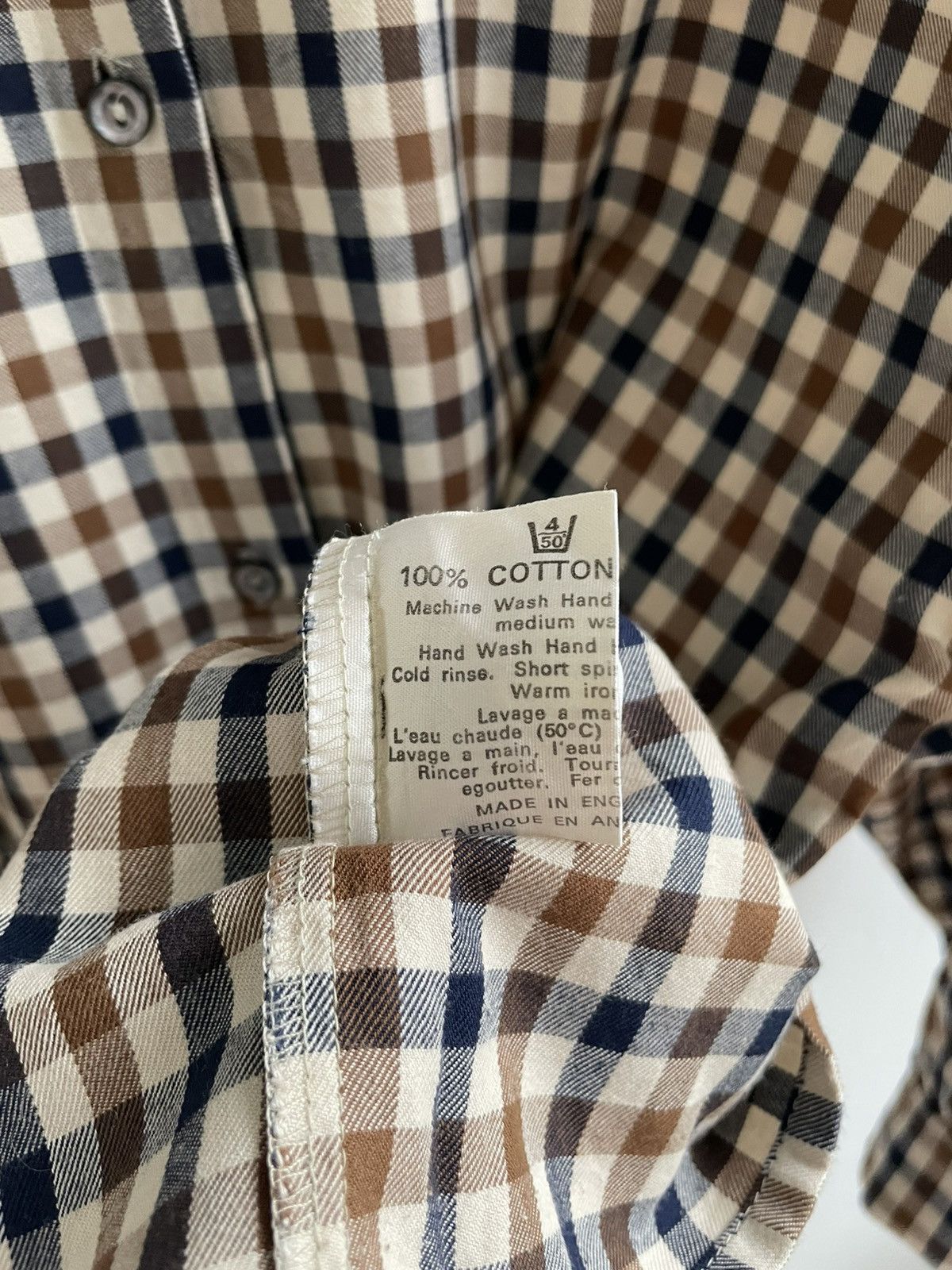 Designer × Vintage Aquascutum Vintage Check Plaid Long Sleeve Button Up Shirt Size M / US 6-8 / IT 42-44 - 10 Thumbnail