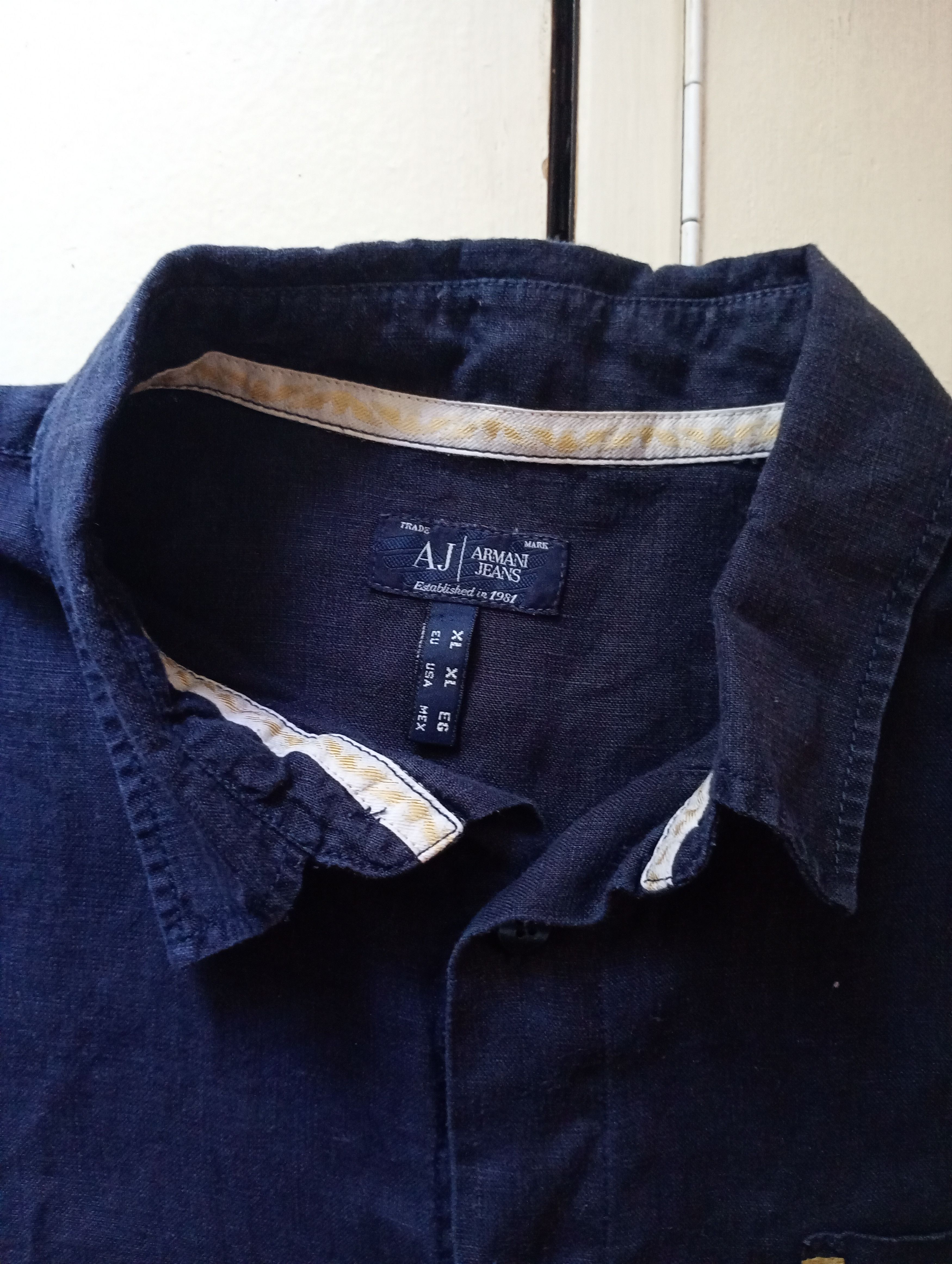 Armani Armani Jeans Linen Shirt Size US XL / EU 56 / 4 - 8 Thumbnail