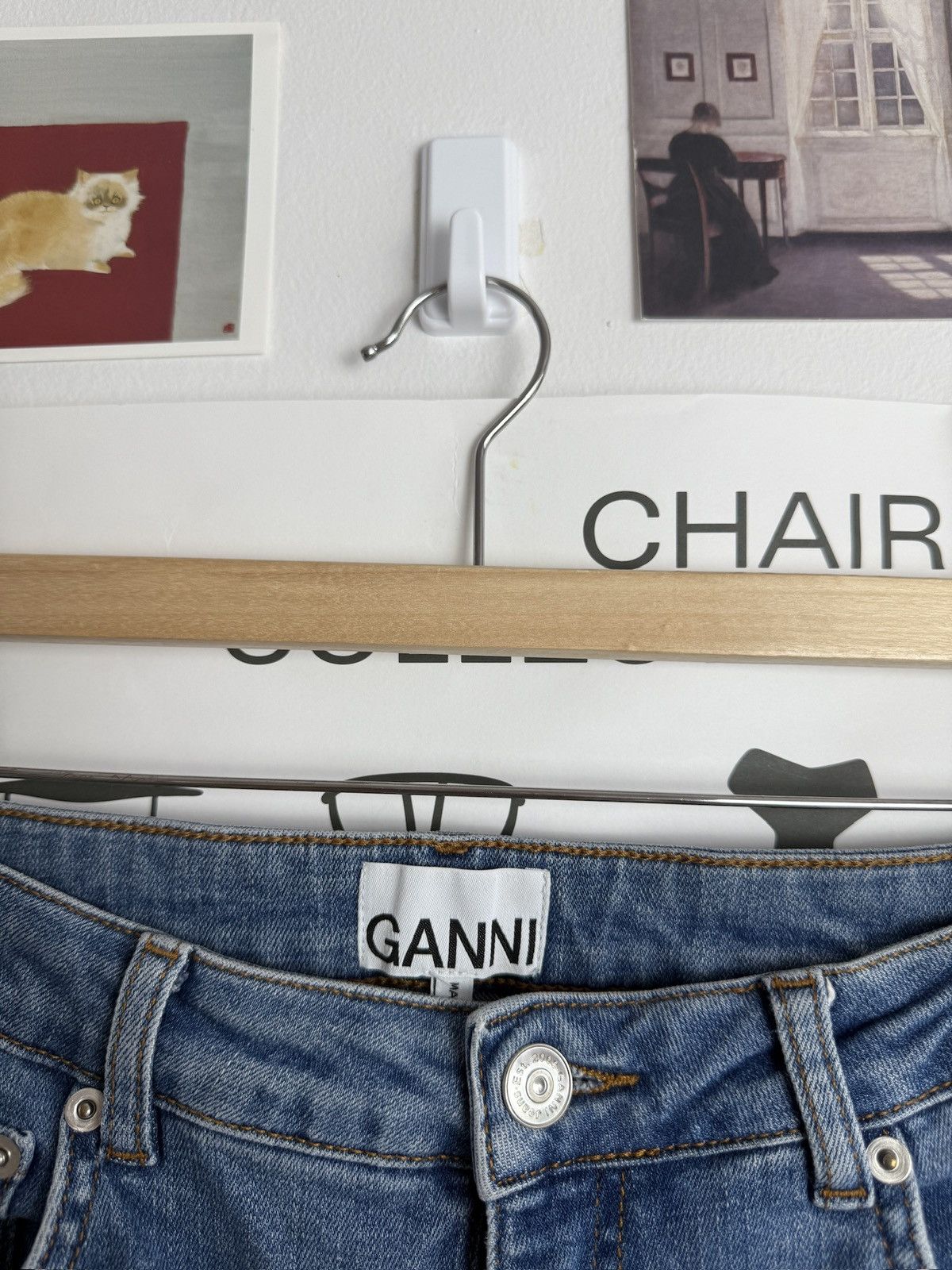Ganni Ganni back logo slim fit denim pants 28x32 designer luxury Size 28" / US 6 / IT 42 - 4 Thumbnail
