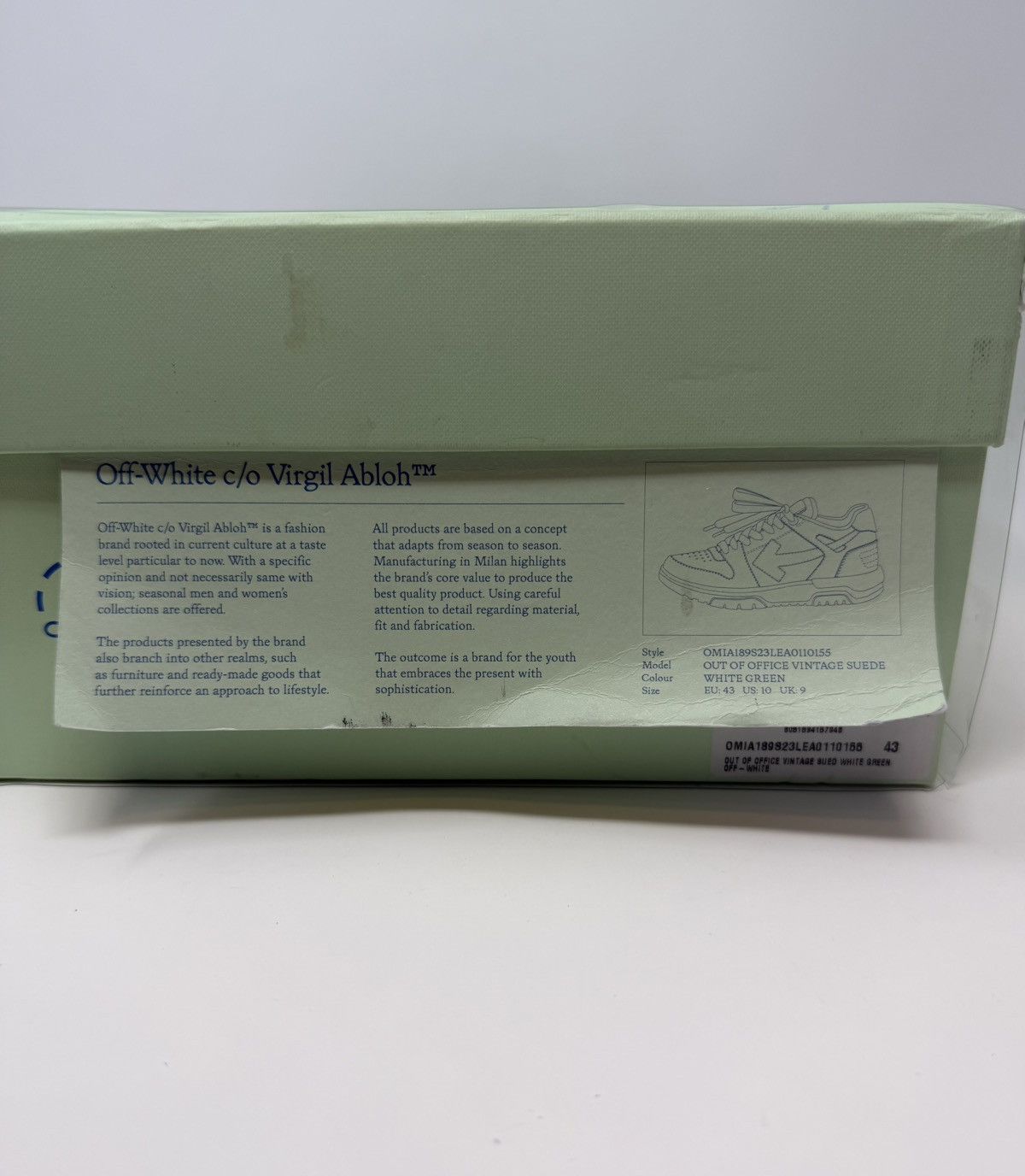 Off-White Off-White Out of Office Sneaker Vintage Suede Green Grey Size US 10 / EU 43 - 9 Thumbnail