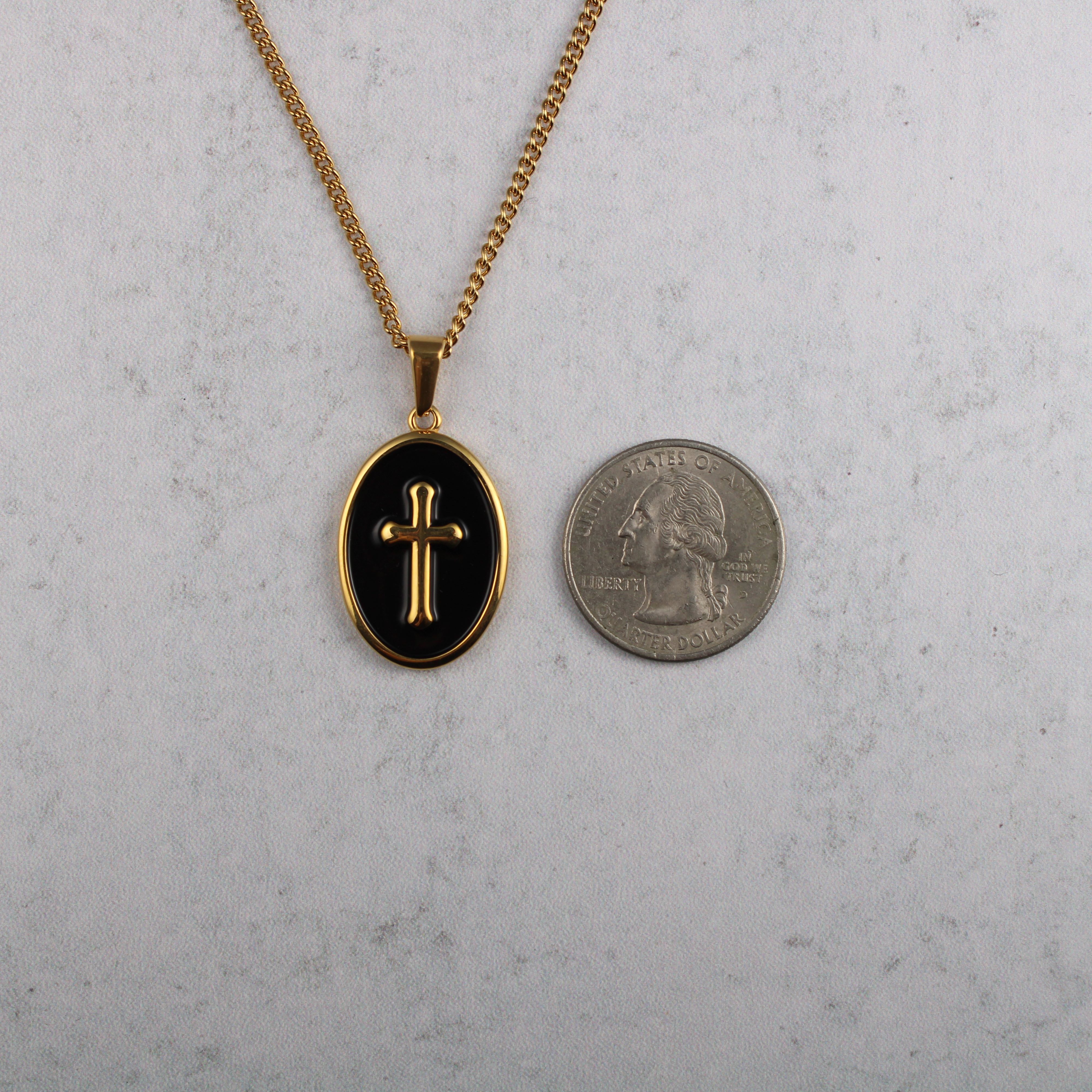 Jewelry Gold Enamel Cross Pendant Chain Necklace Size ONE SIZE - 7 Thumbnail
