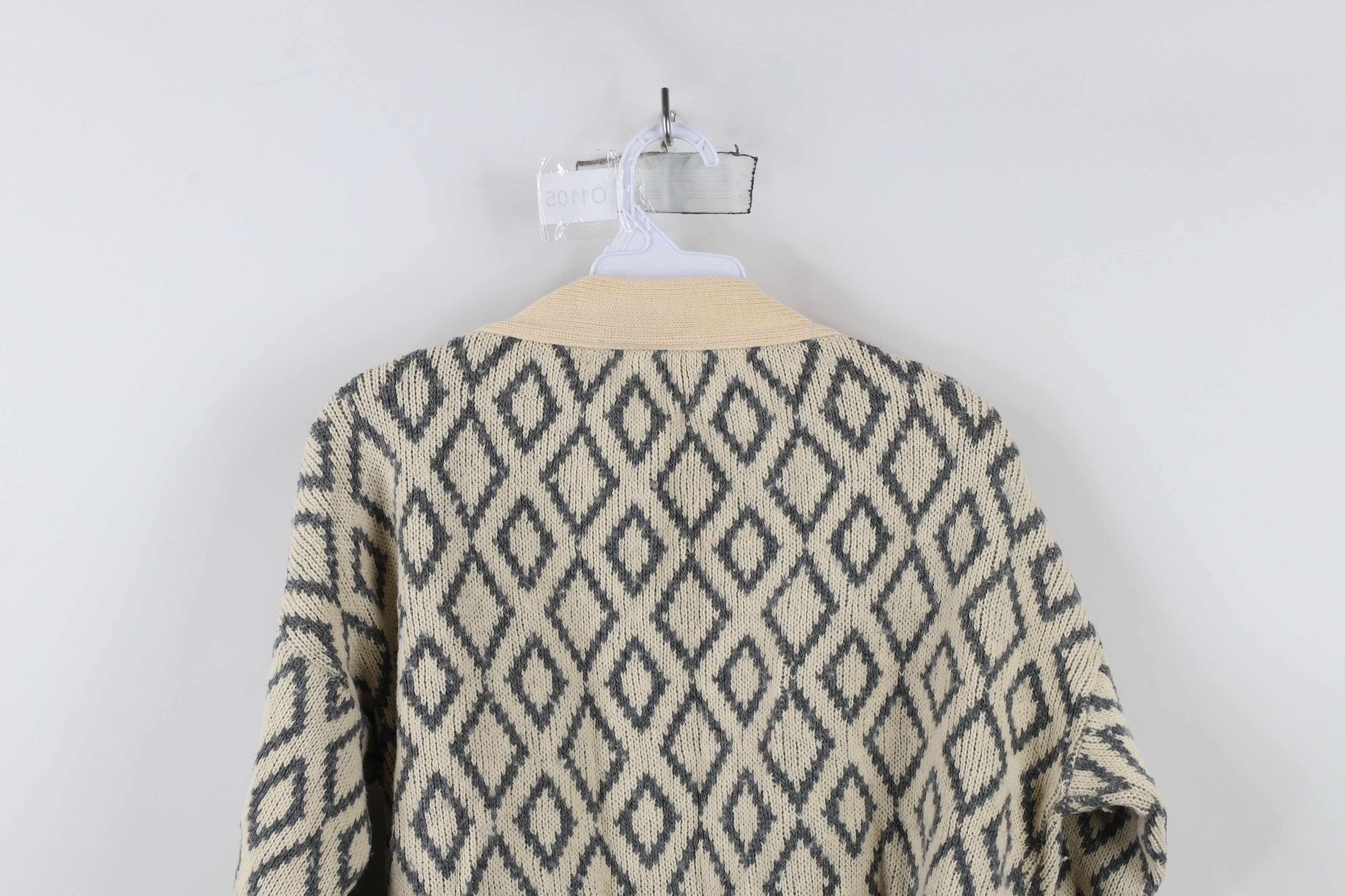 Vintage Vintage 90s Streetwear Diamond Knit Cardigan Sweater Size M / US 6-8 / IT 42-44 - 10 Thumbnail